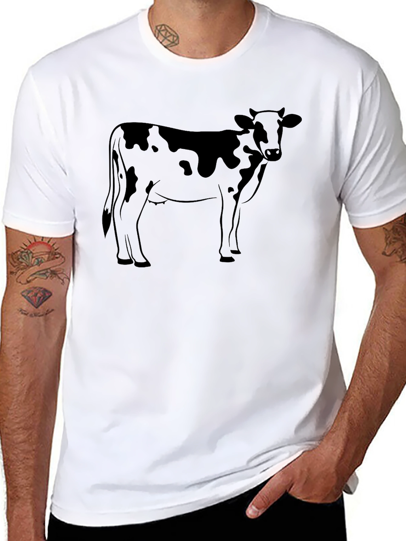 Black Cow Graphic T-Shirt - Black Crew Neck Tee view 8