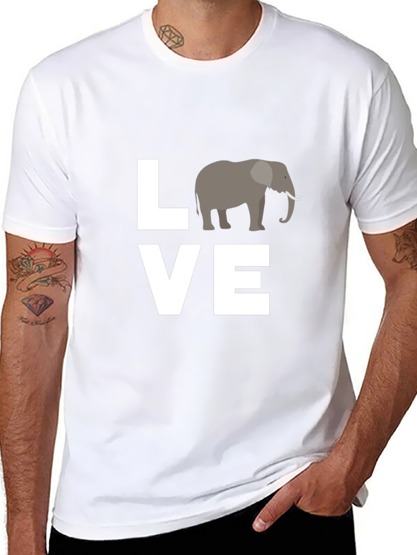Black Love Elephants Black Graphic Tee view 8
