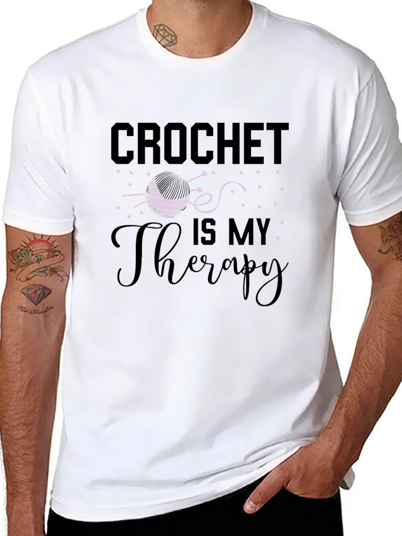 Black Crochet Is My Therapy Graphic Tee view 8