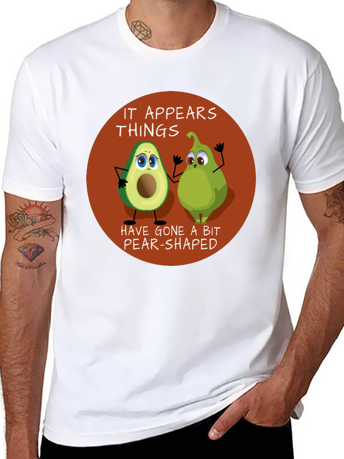 Black Funny Avocado & Pear Graphic T-Shirt view 8