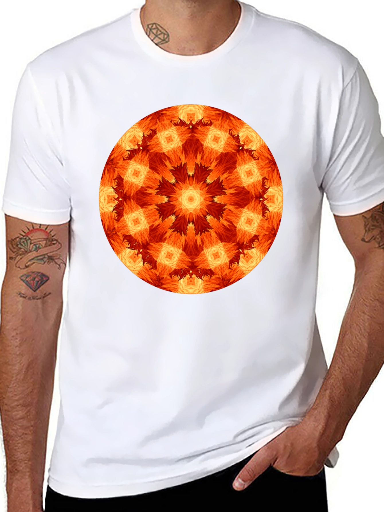 Black Fiery Mandala Graphic Black T-Shirt view 8