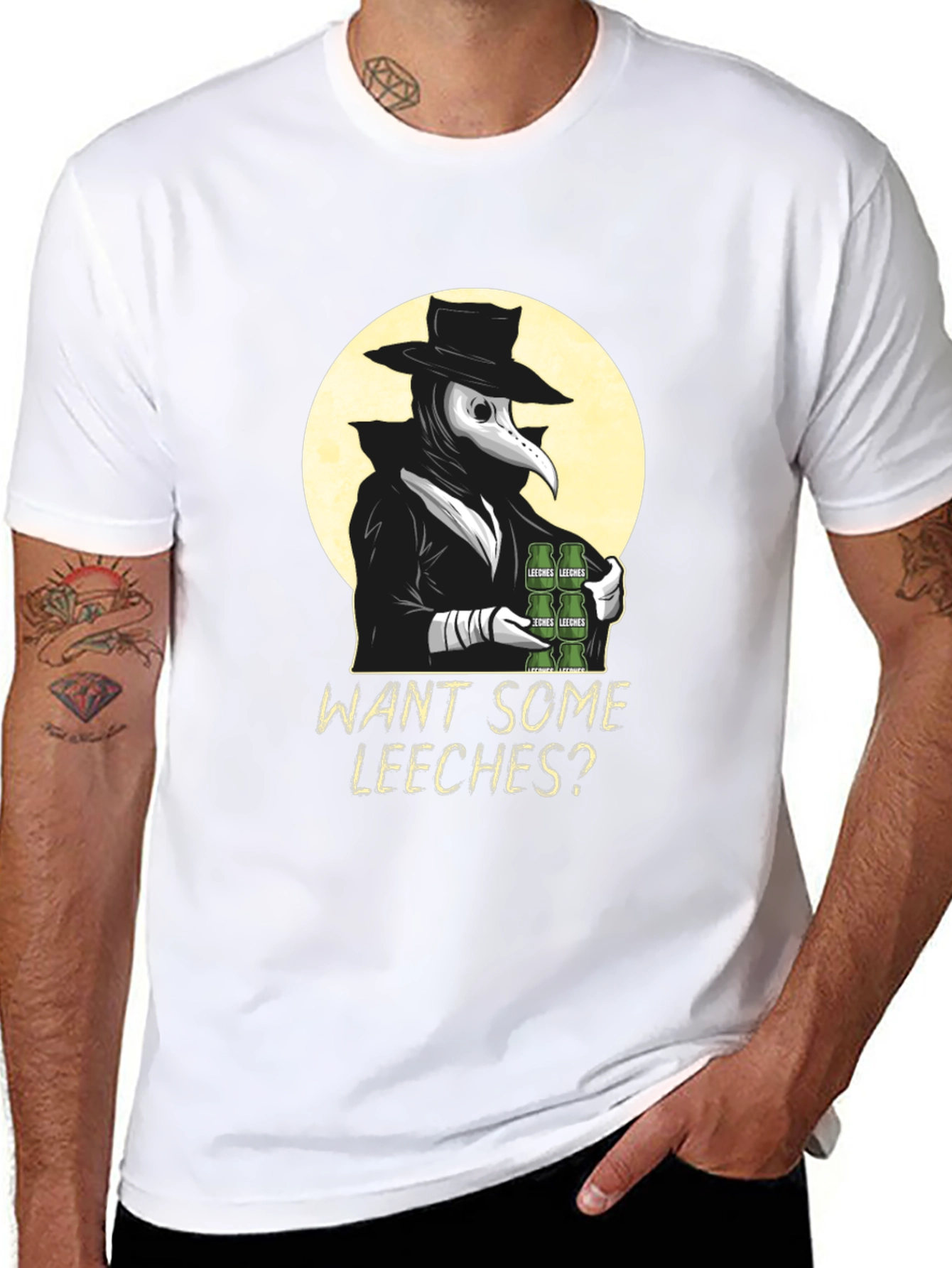 Black Want Some Leeches? Graphic Tee view 8