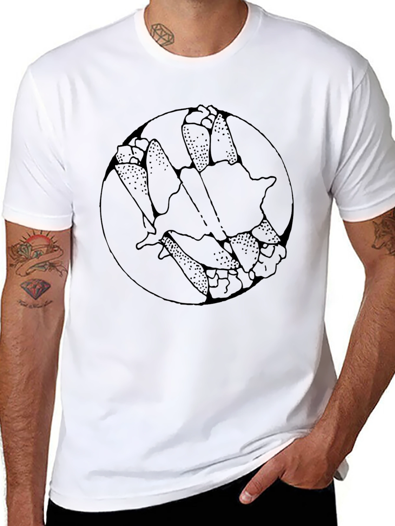 Black Cannoli Circle Graphic Tee - Unisex Black T-Shirt view 8