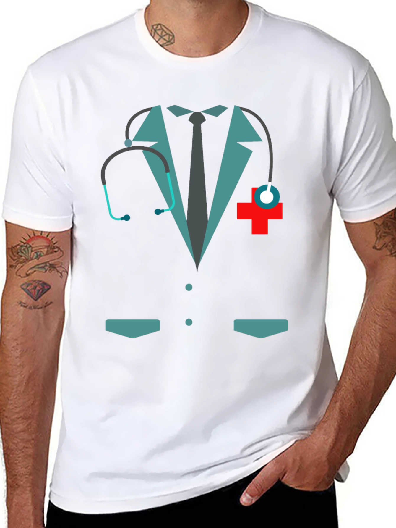 Black Doctor Costume Graphic Tee - Novelty Design view 8