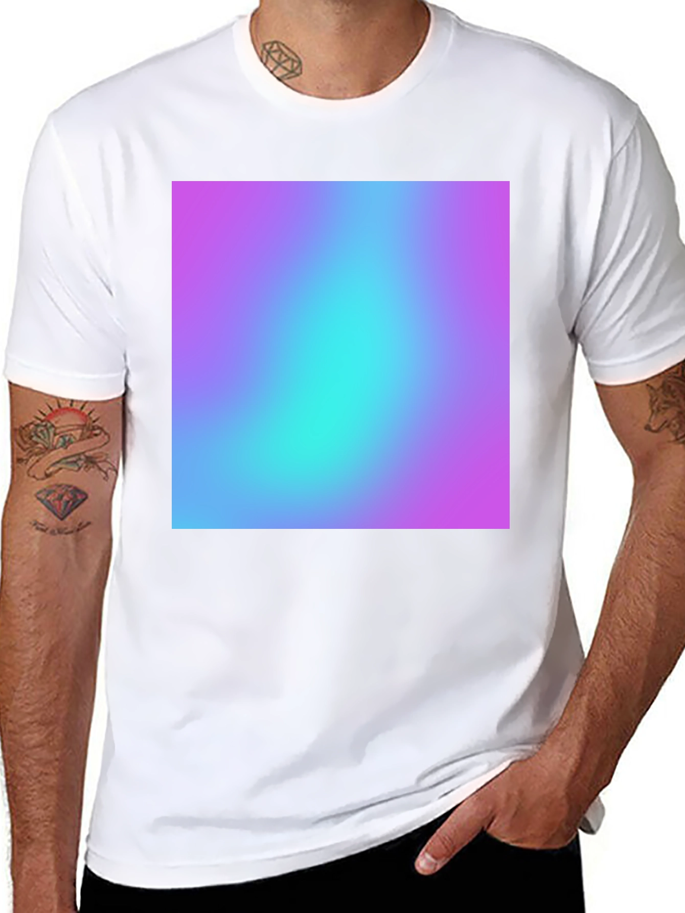 Black Men's Black T-Shirt with Vibrant Gradient Design view 8
