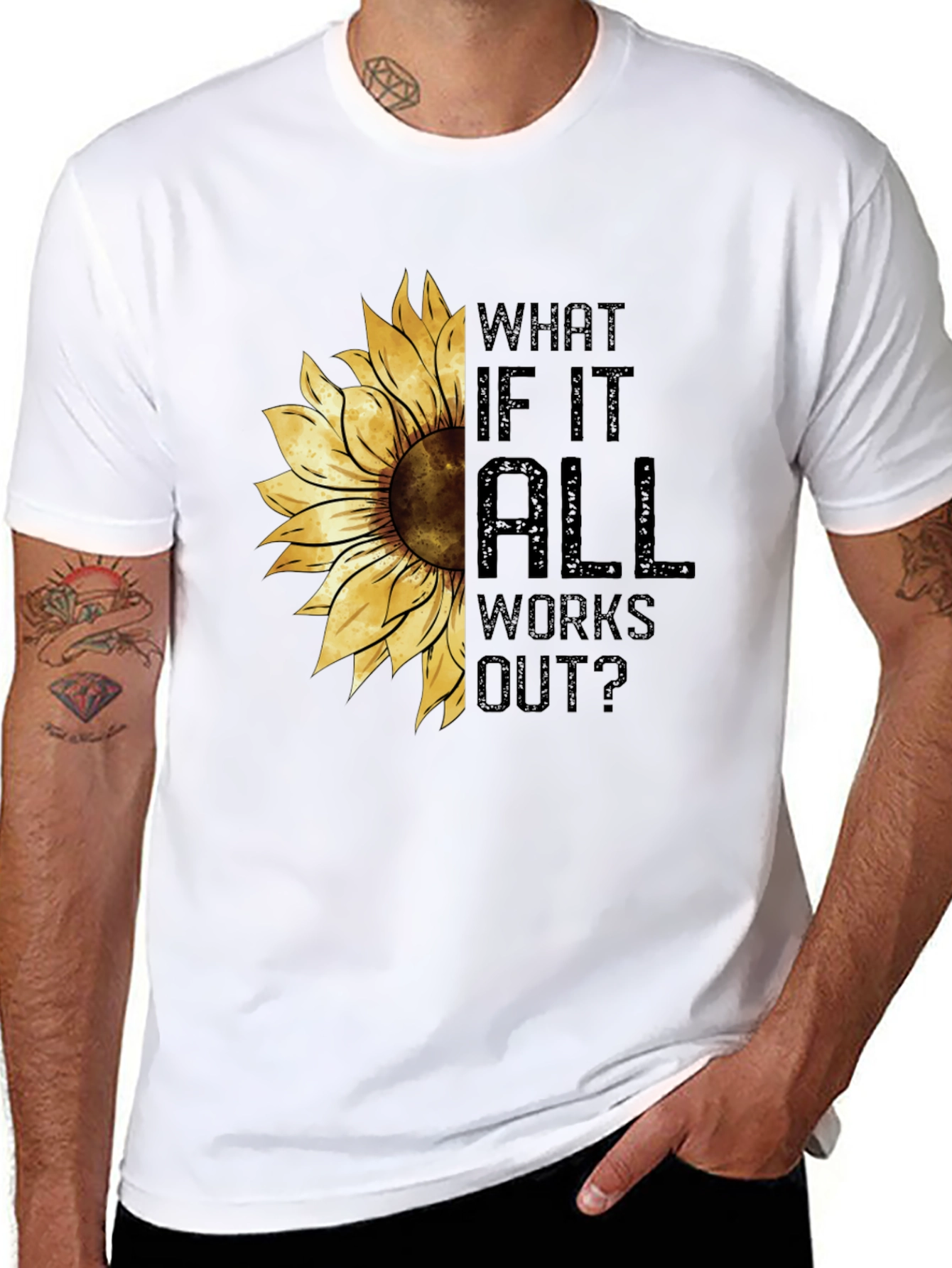 Black Sunflower Graphic Tee - What If It All Works Out? - Black view 8