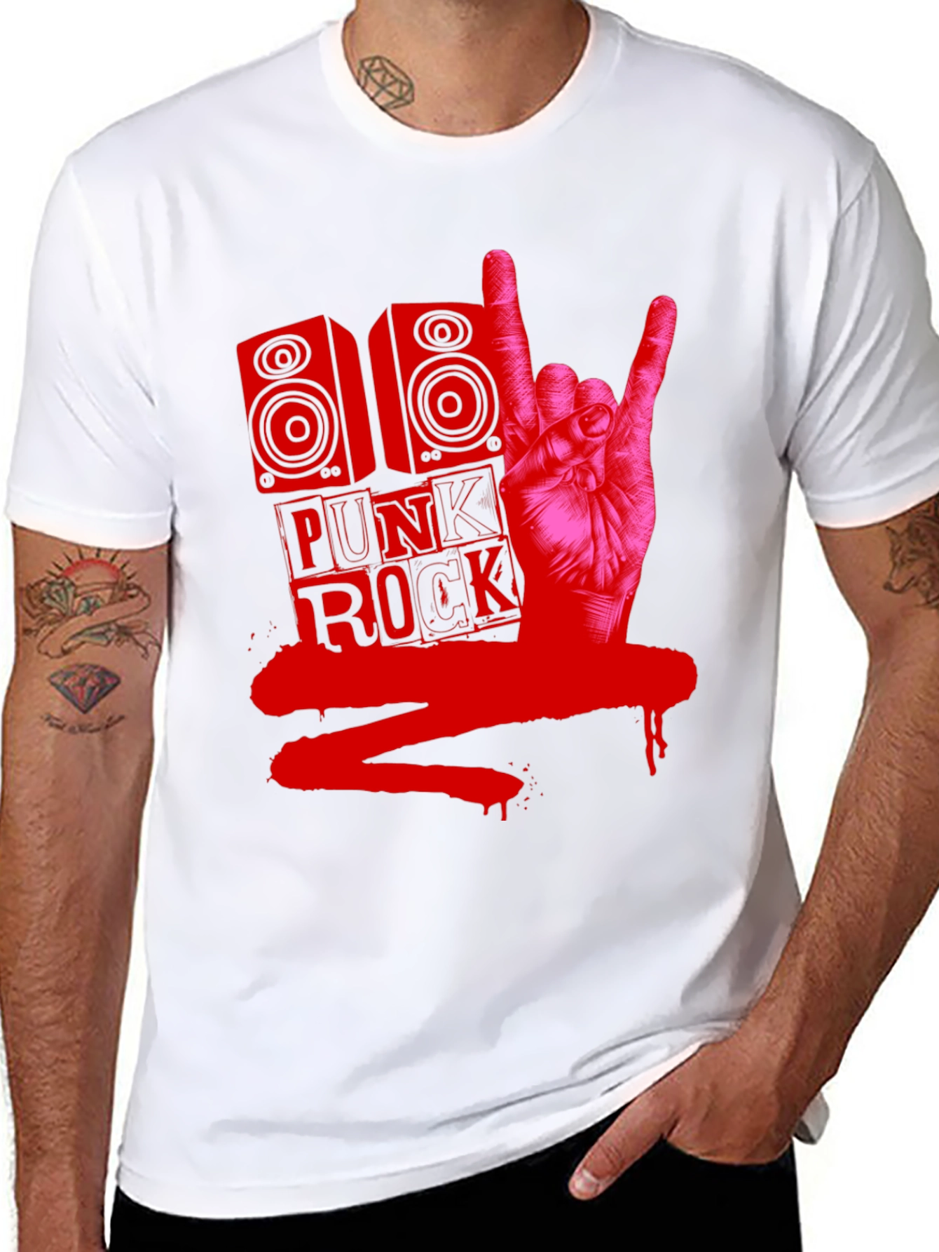 Black Punk Rock Graphic Tee view 8