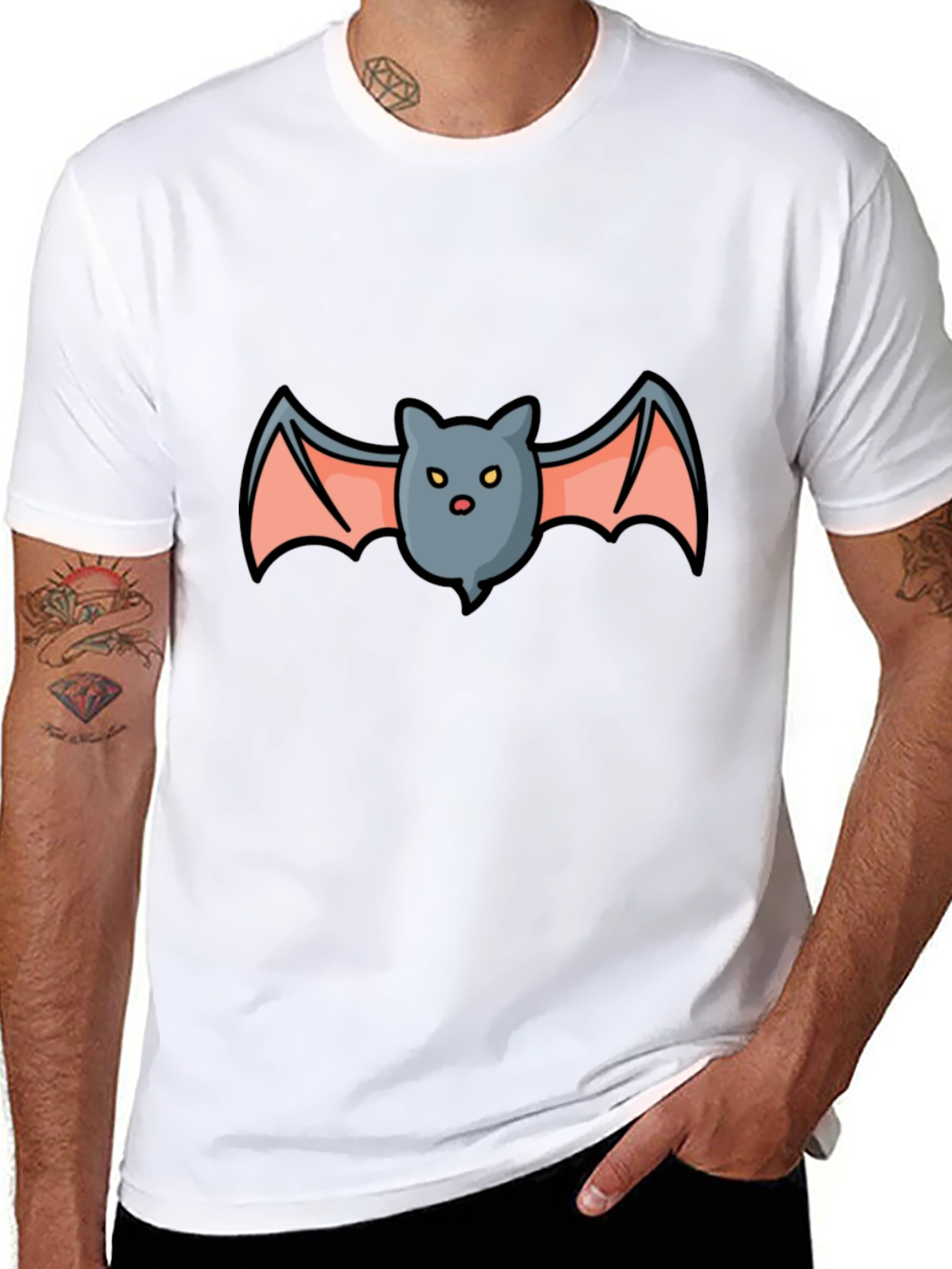 Black Cartoon Bat Graphic T-Shirt - Spooky Season view 8