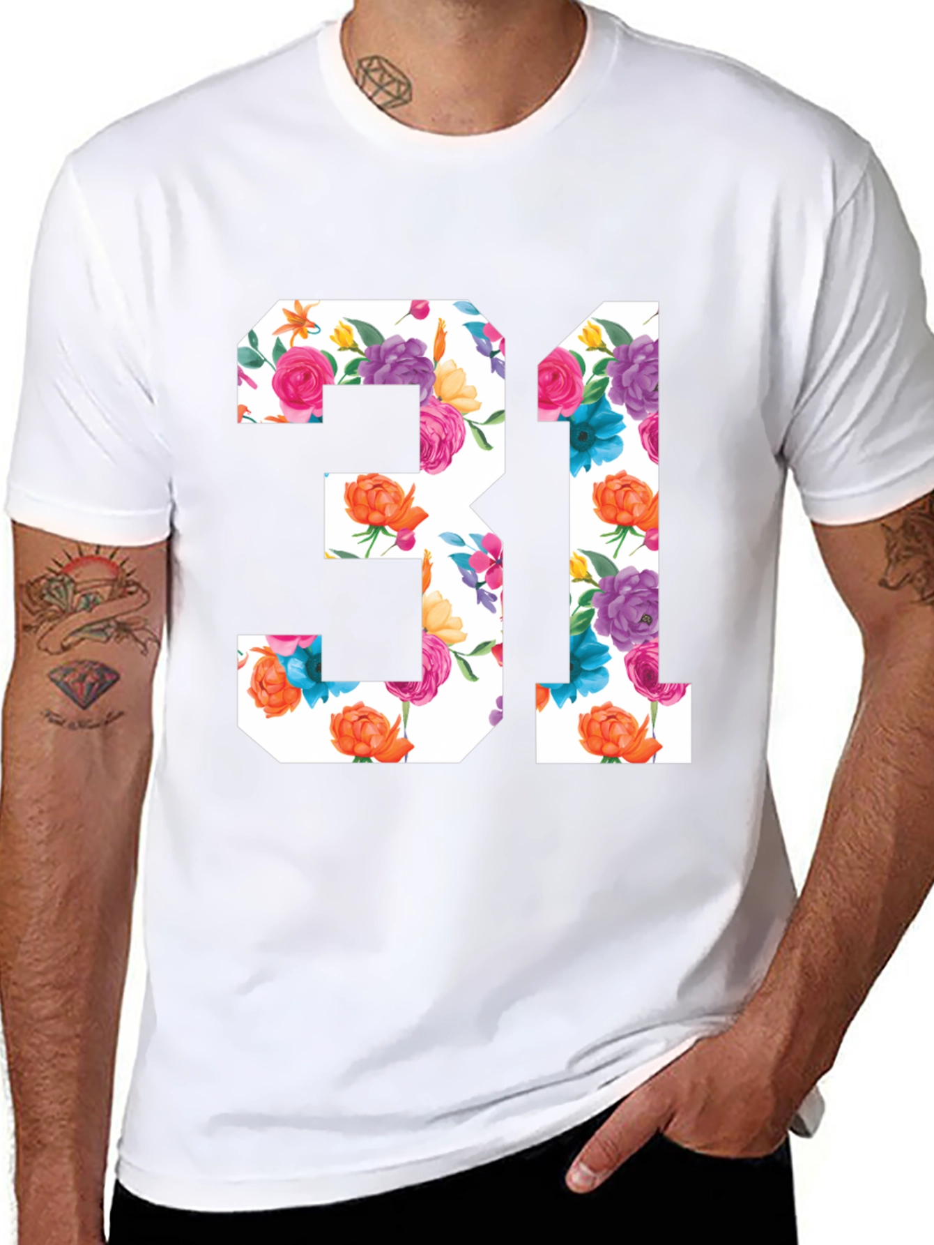 Black Floral Number 31 Graphic T-Shirt view 8