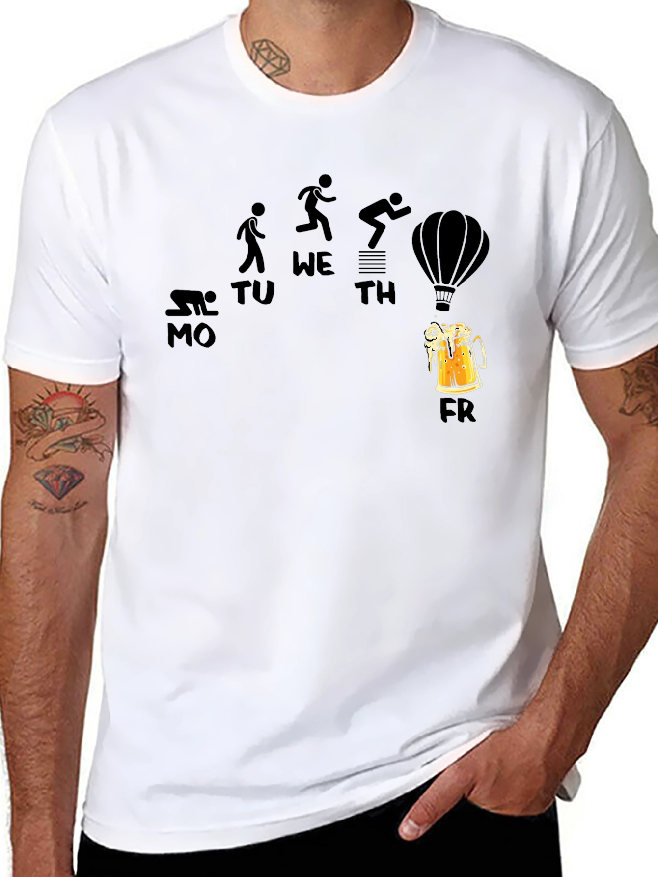 Black Funny Weekday Evolution Beer Friday Graphic T-Shirt view 8
