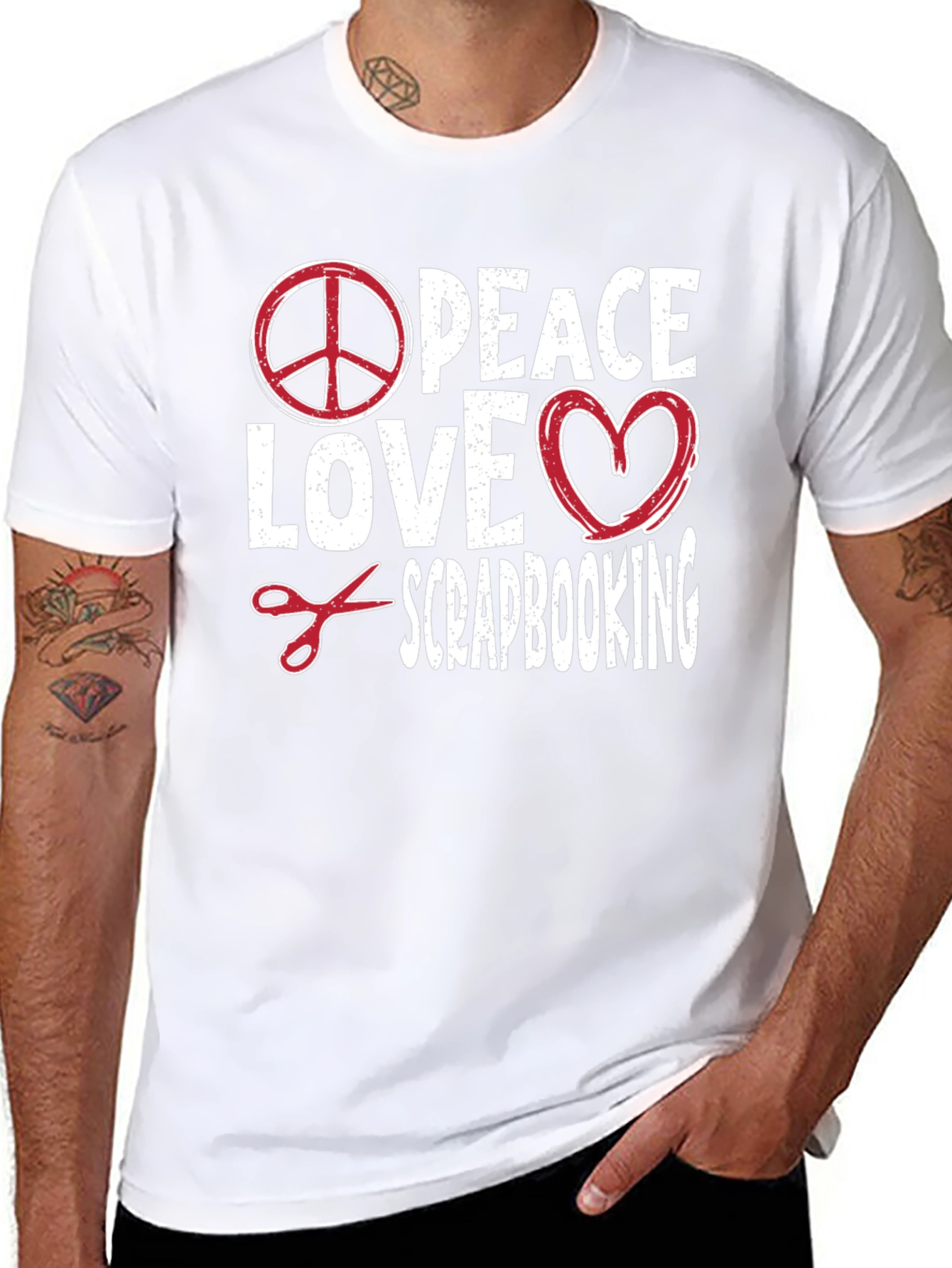 Black Peace Love Scrapbooking Graphic Tee view 8