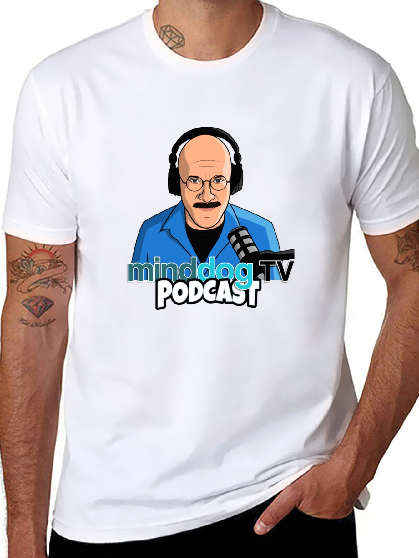 Black Minddog.TV Podcast Graphic T-Shirt view 8