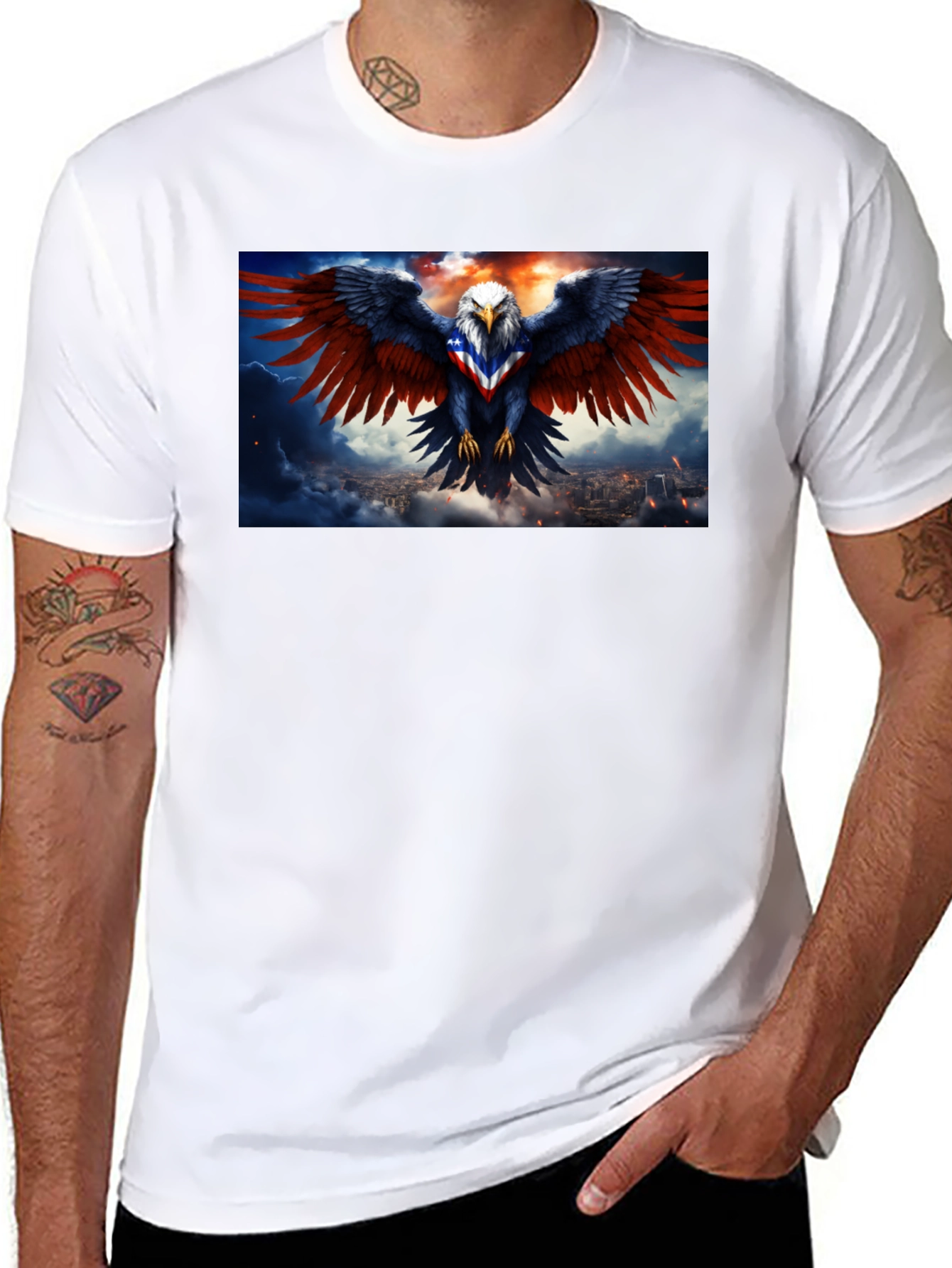 Black American Eagle Graphic T-Shirt - Patriotic Design view 8