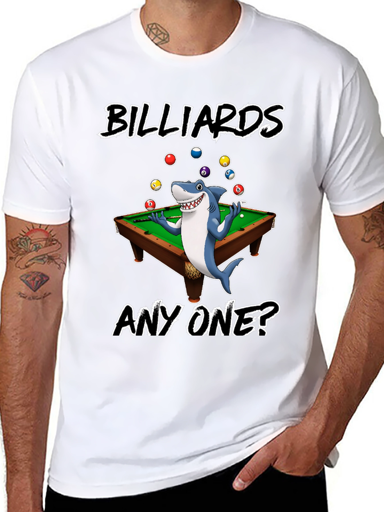 Black Billiards Shark Graphic T-Shirt view 8