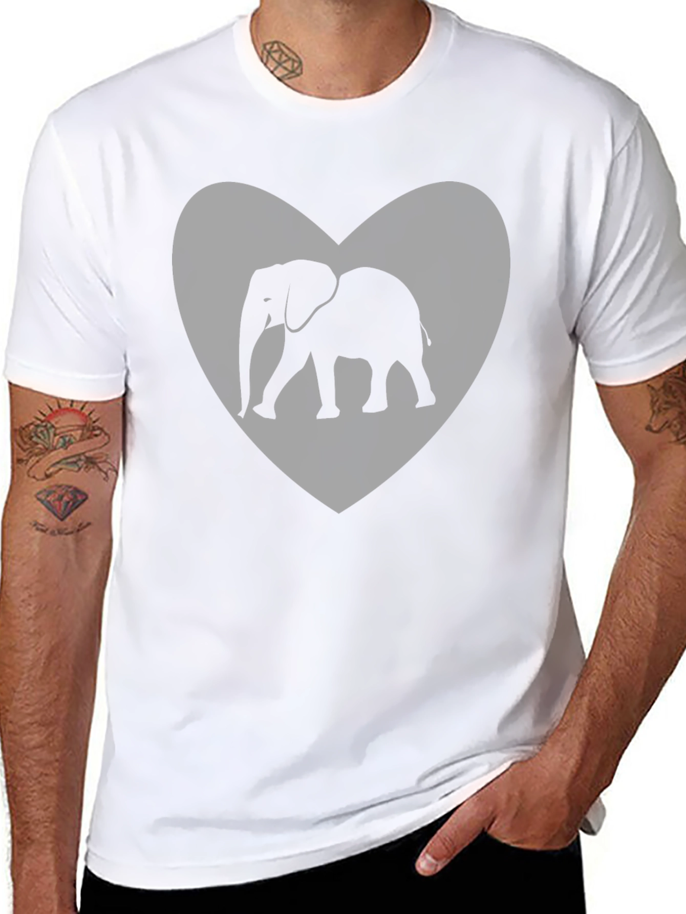 Black Elephant Heart Graphic Tee - Black view 8