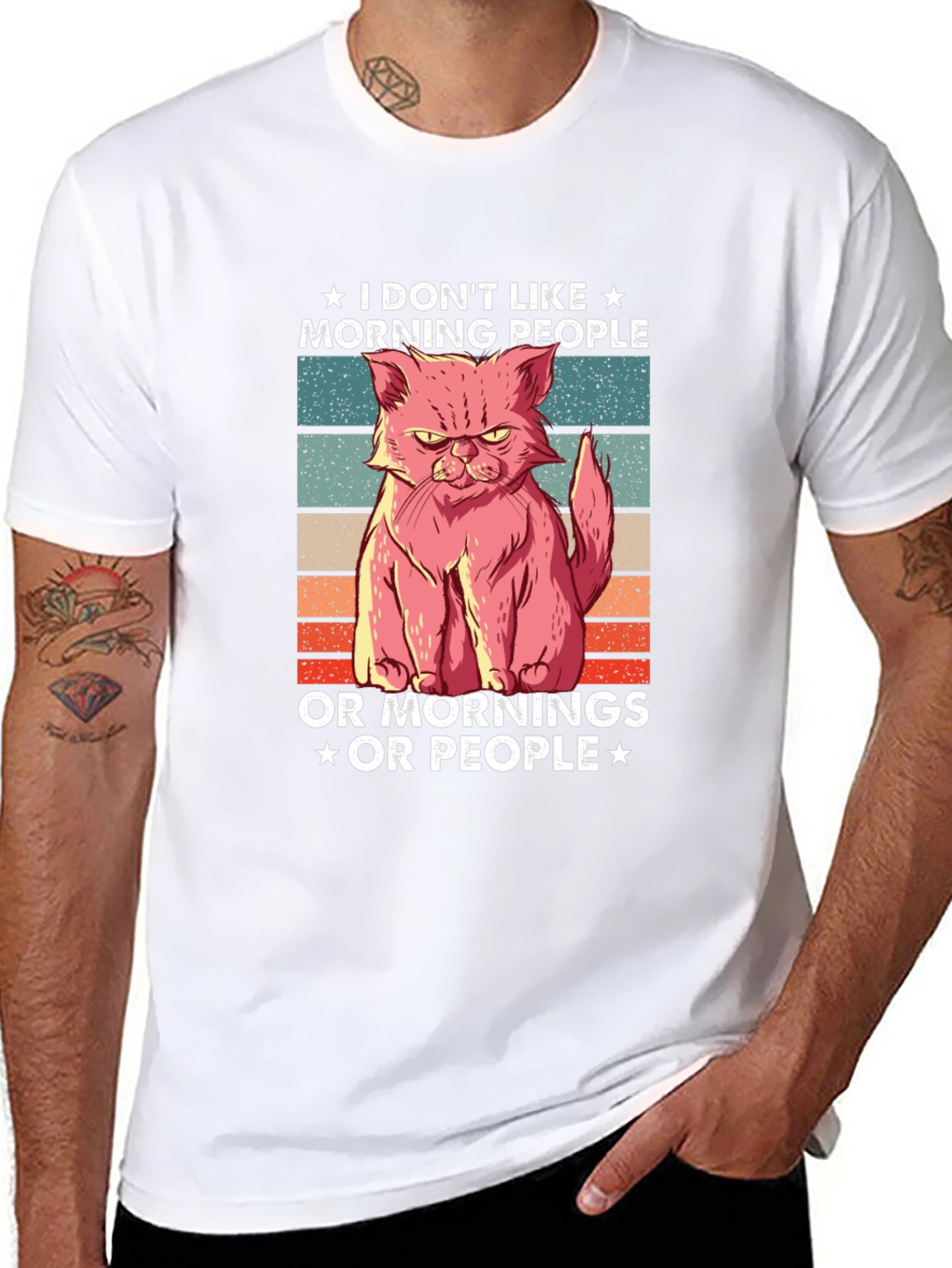 Black Grumpy Cat Tee - I Don't Like Mornings view 8
