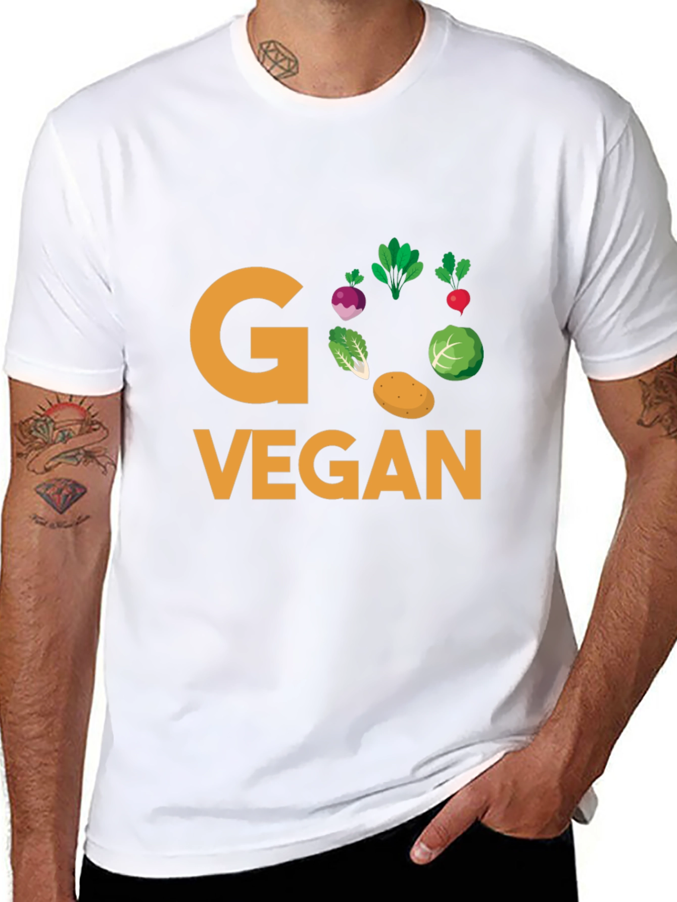 Black Go Vegan T-Shirt - Black Cotton Tee view 8