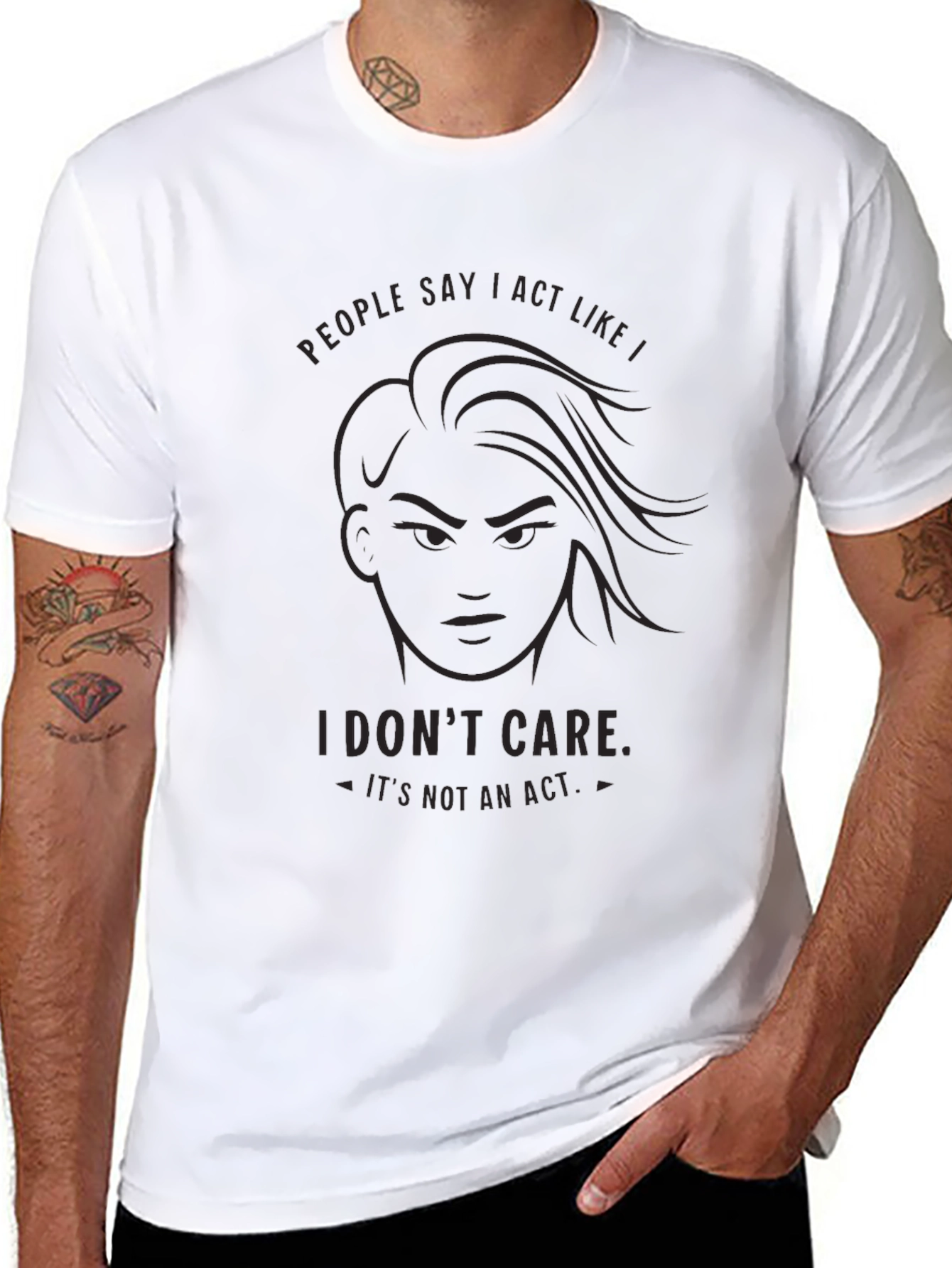 Black I Don't Care Graphic Tee - Bold Statement T-Shirt view 8