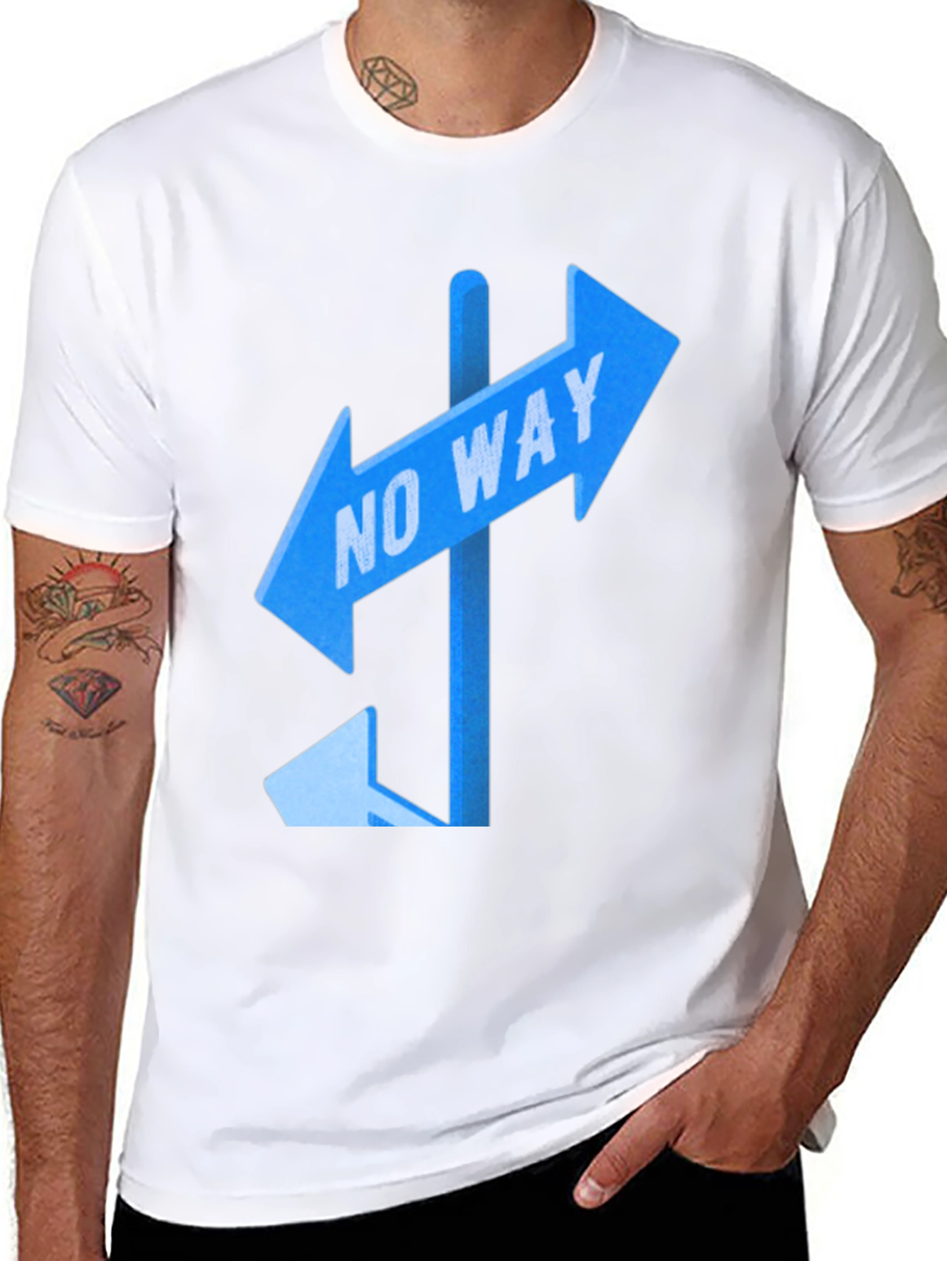 Black No Way Sign Graphic Tee - Black Casual T-Shirt view 8