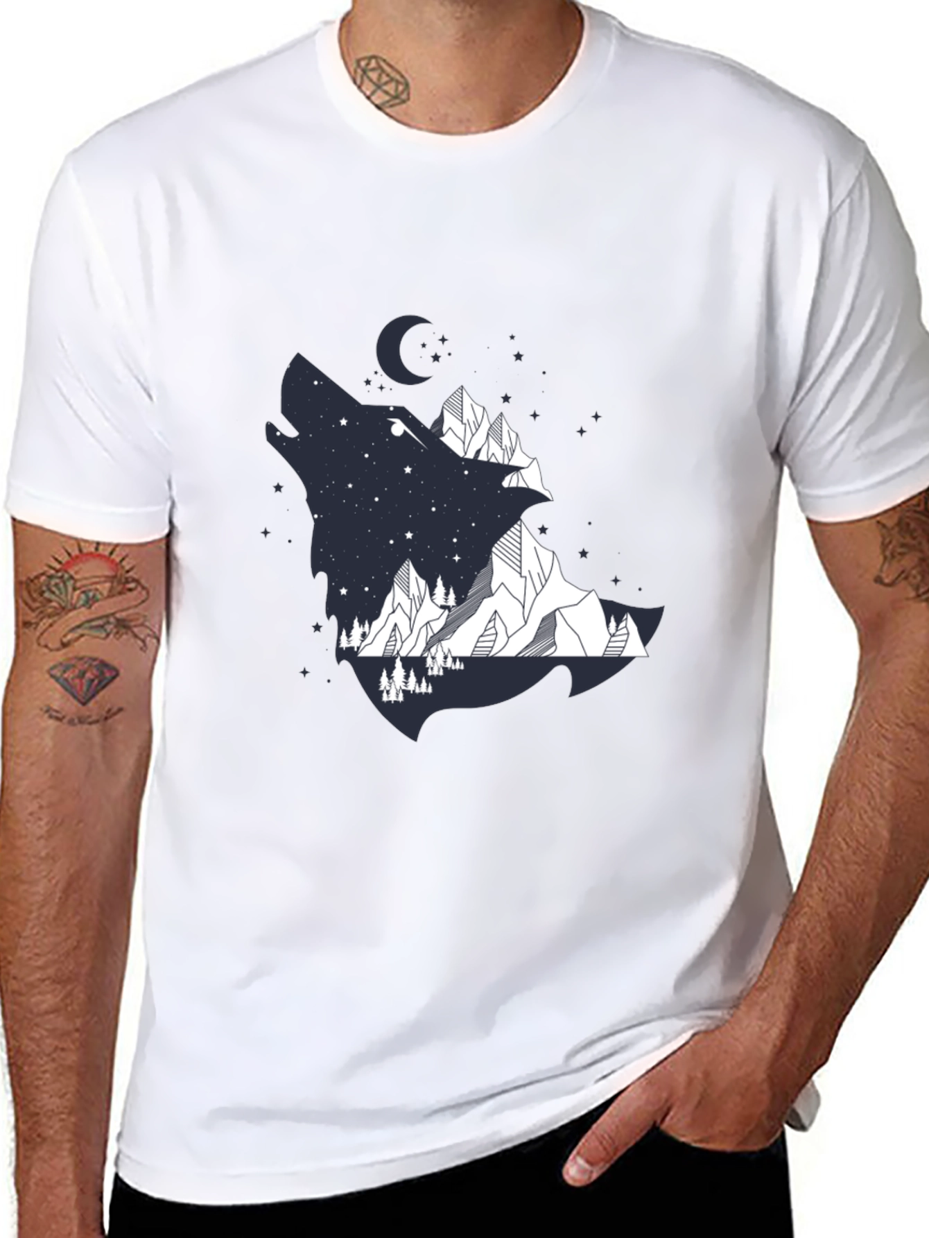 Black Wolf Mountain Graphic Tee - Men's Black T-Shirt view 8