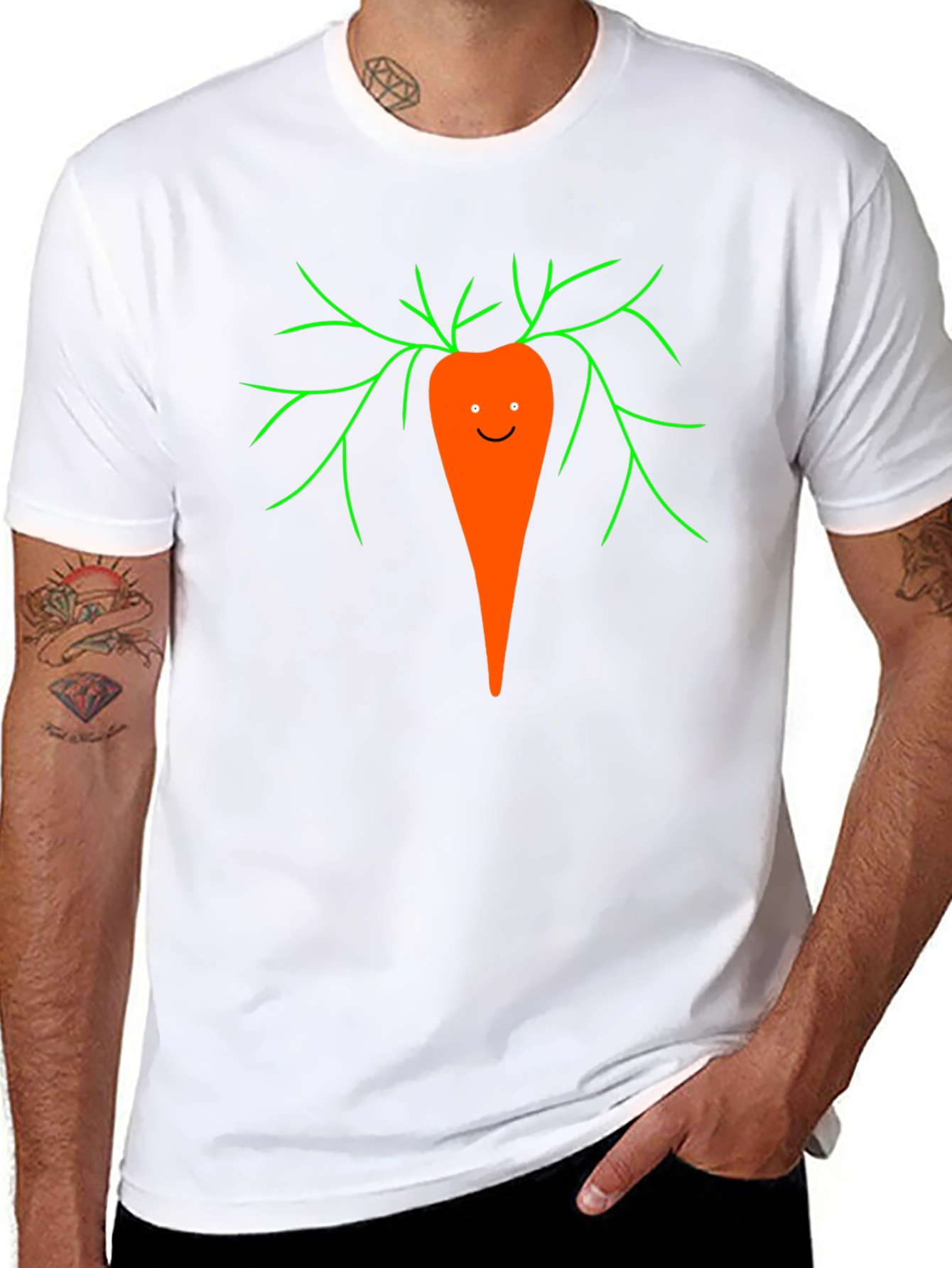Black Funny Carrot Graphic Tee - Unisex Black T-Shirt view 8