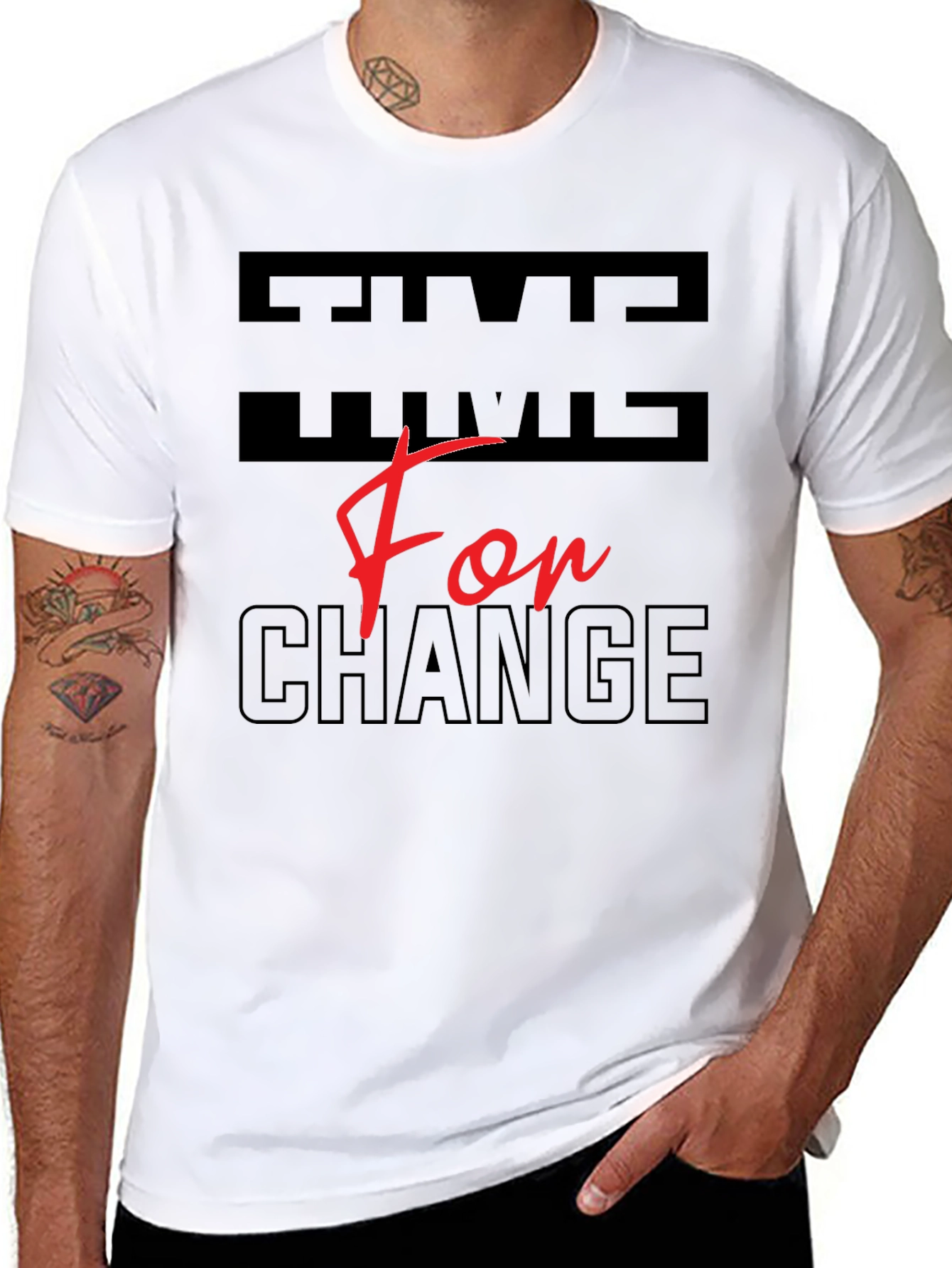 Black Time For Change Graphic T-Shirt view 8