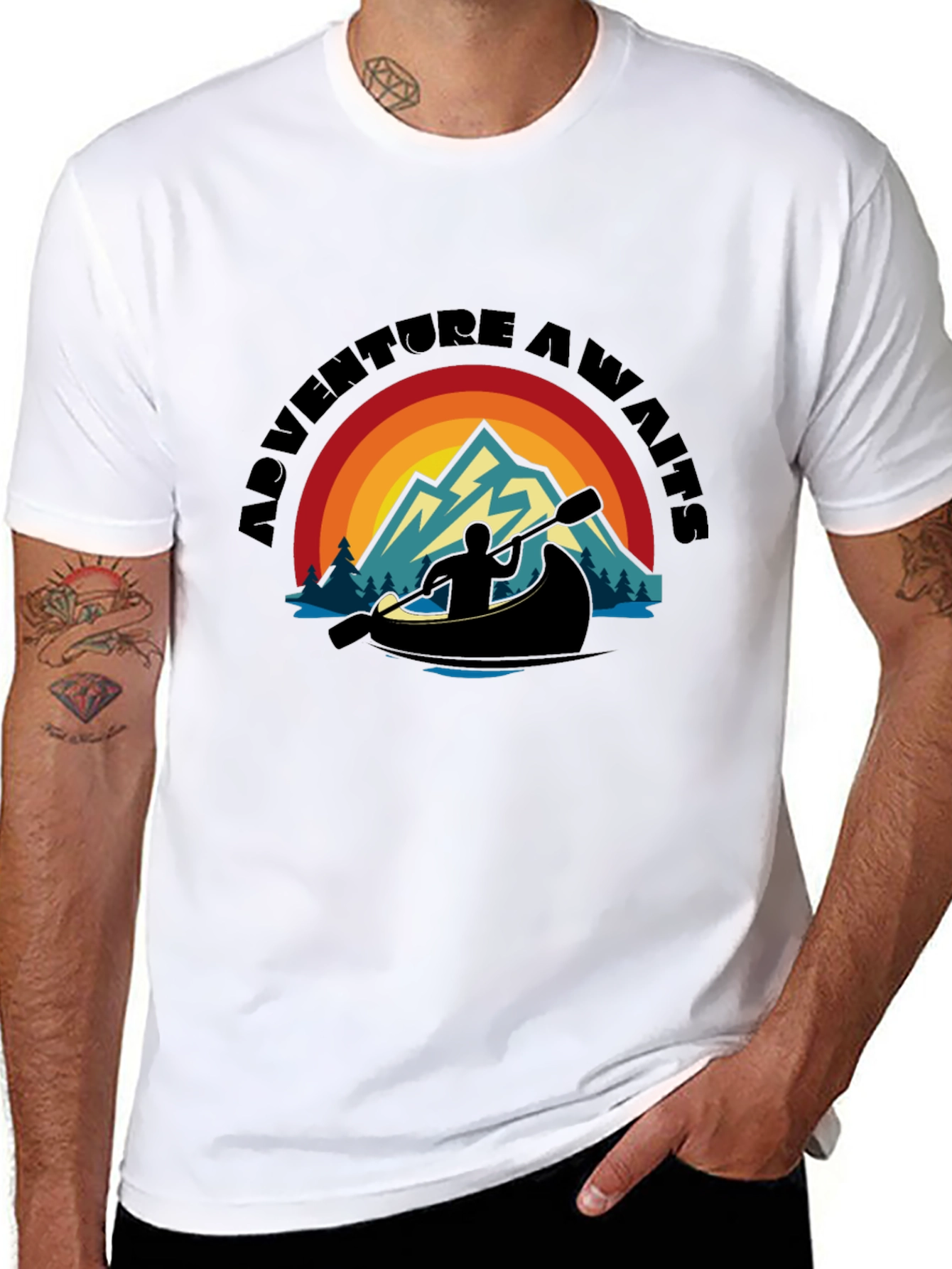 Black Adventure Awaits Graphic T-Shirt view 8