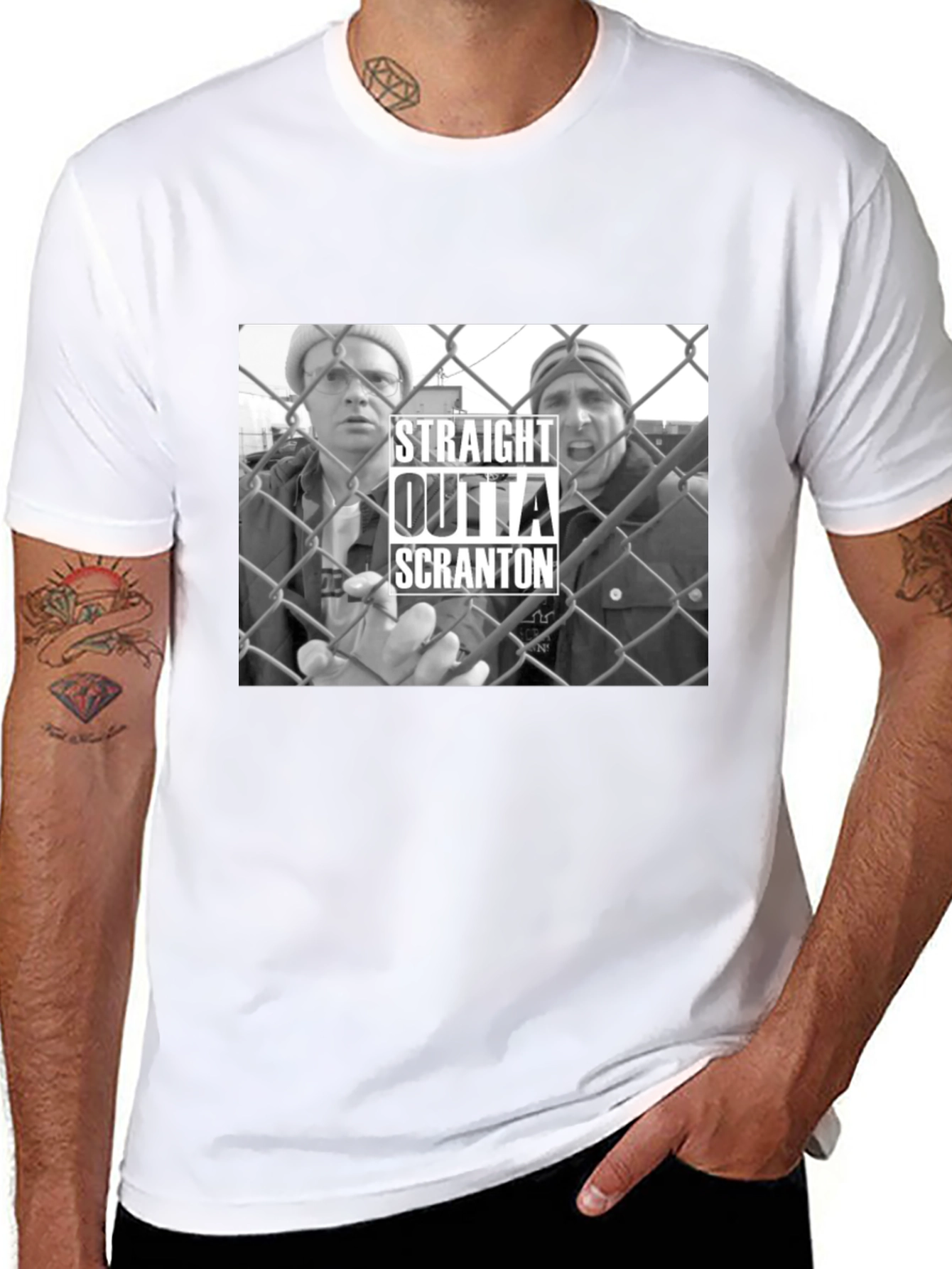 Black Straight Outta Scranton T-Shirt view 8