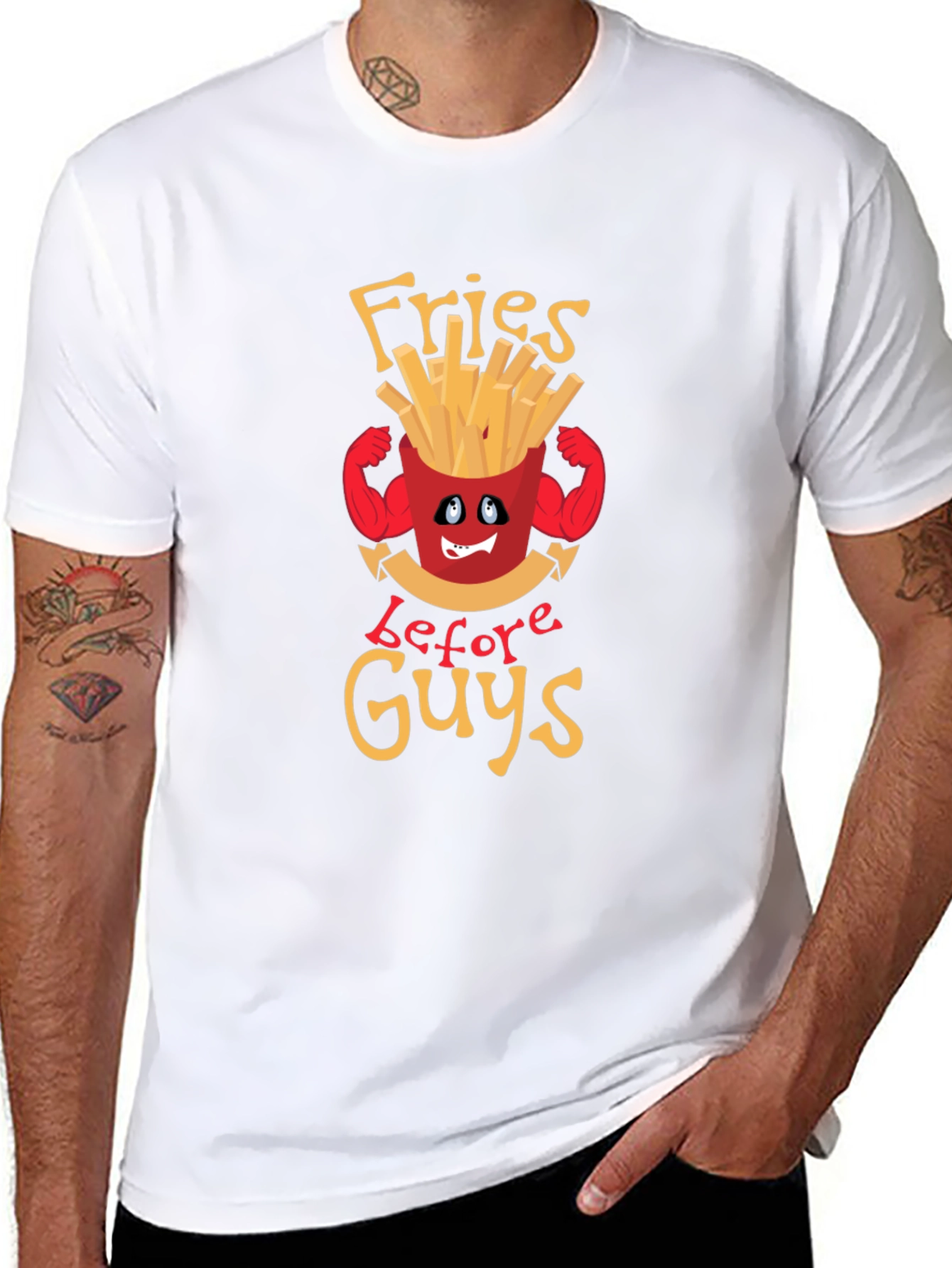 Black Fries Before Guys Graphic Tee - Funny Food Lover Shirt view 8