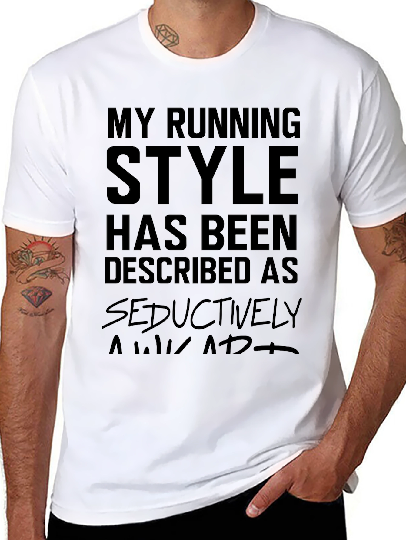 Black Seductively Awkward Running Style Graphic Tee view 8