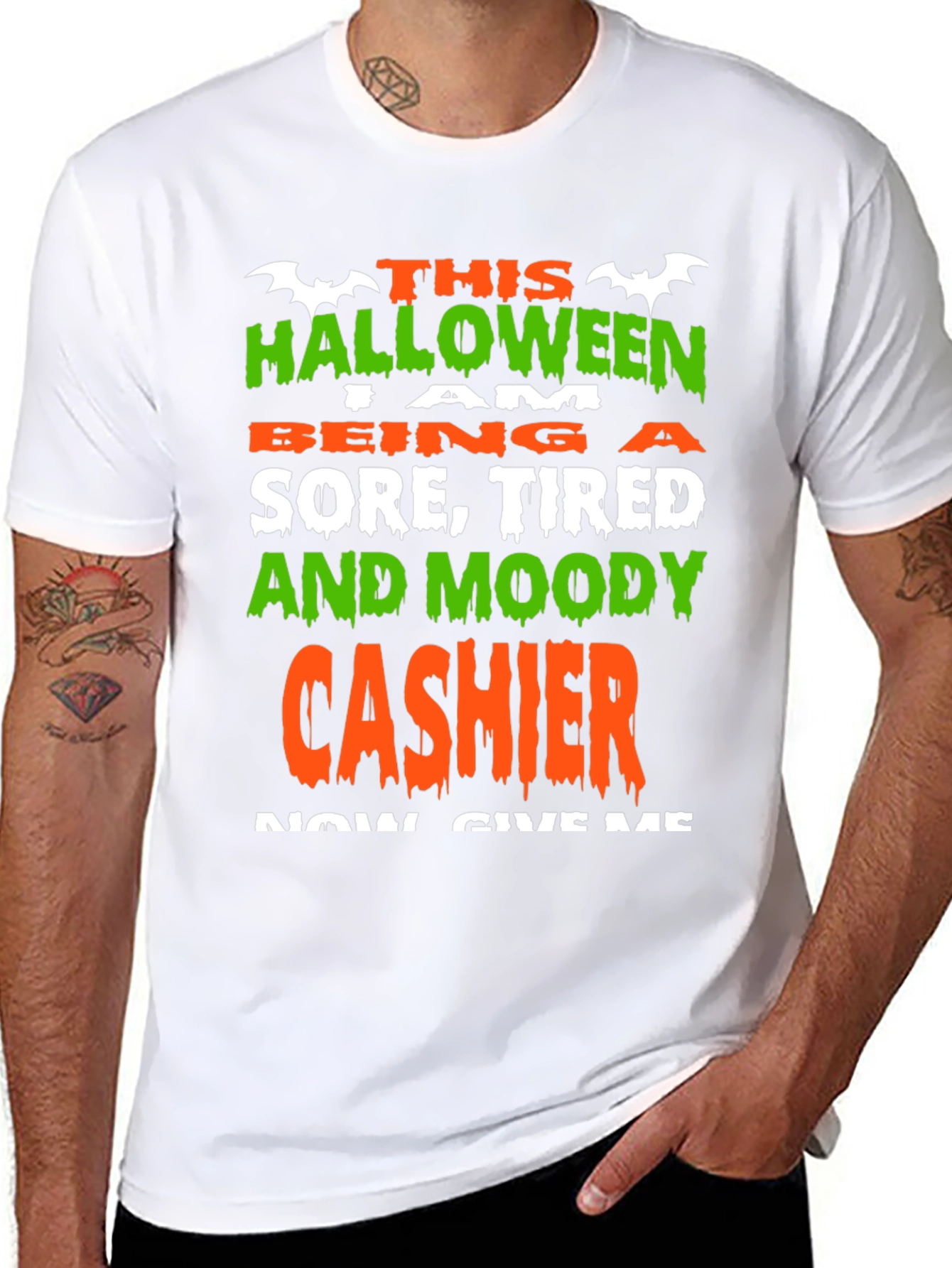 Black Halloween Cashier Graphic Tee - Sore Tired & Moody view 8