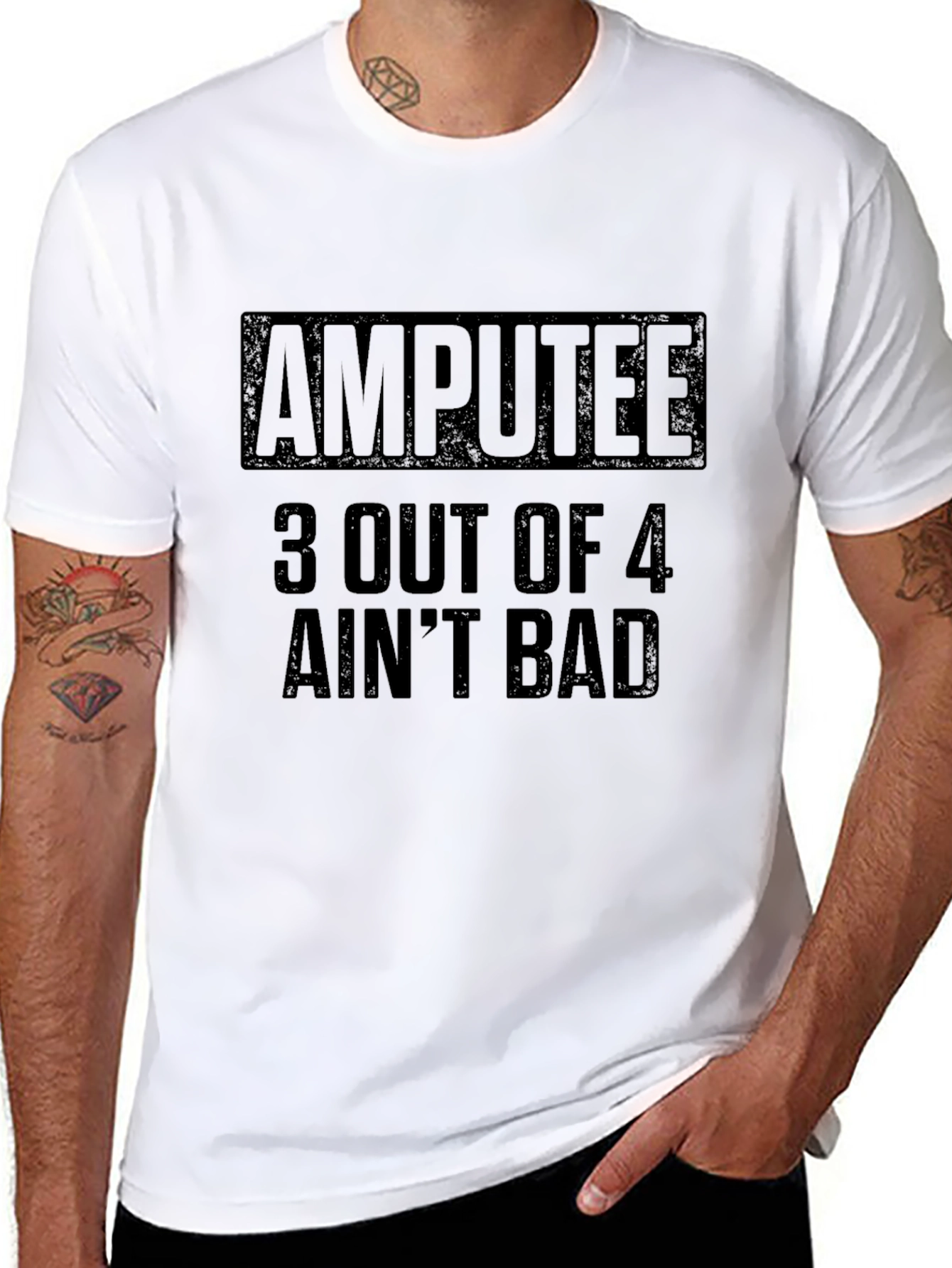 Black Amputee 3 Out Of 4 Ain't Bad Graphic T-Shirt view 8