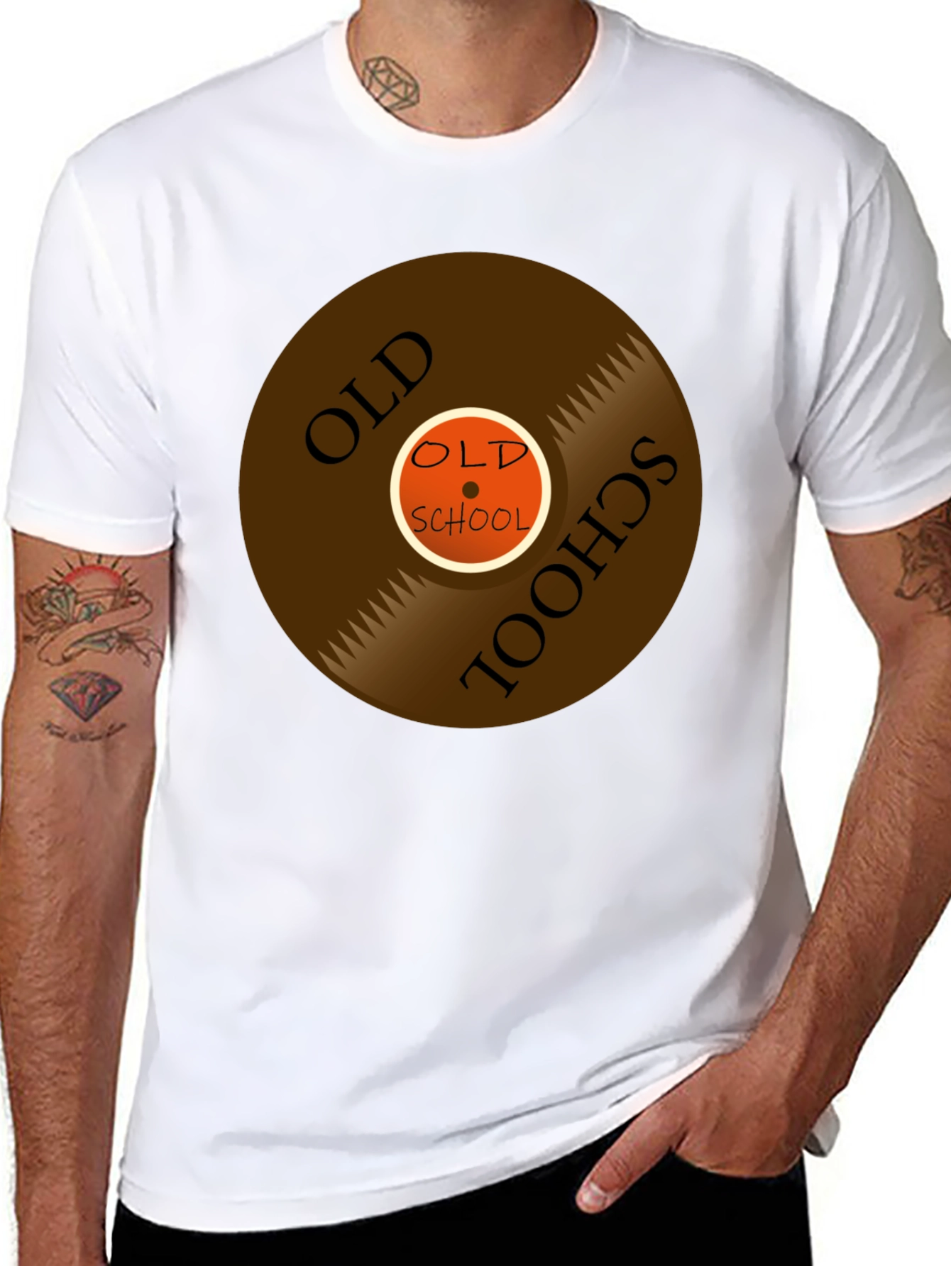 Black Old School Vinyl Record Graphic Tee view 8