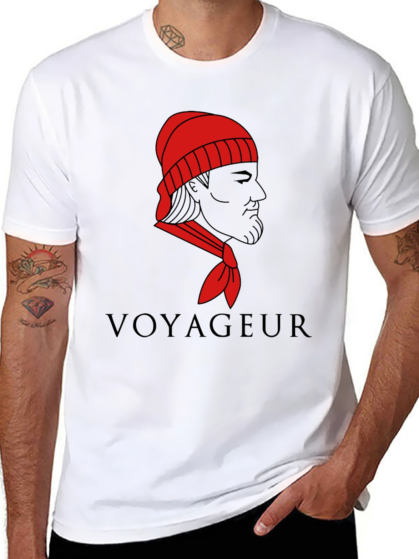 Black Voyageur Graphic T-Shirt - Black Crew Neck Tee view 8