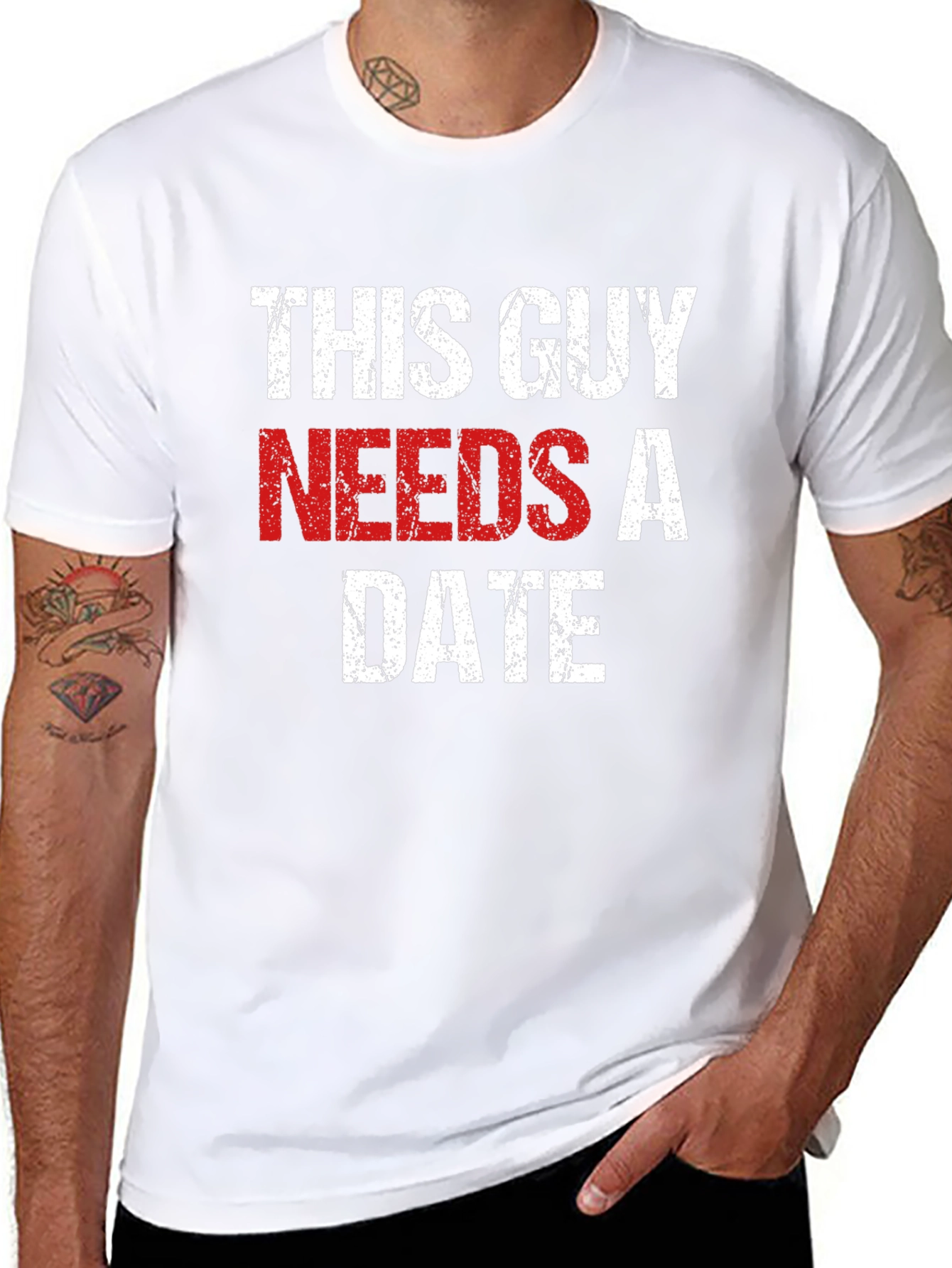 Black This Guy Needs a Date - Novelty T-Shirt view 8