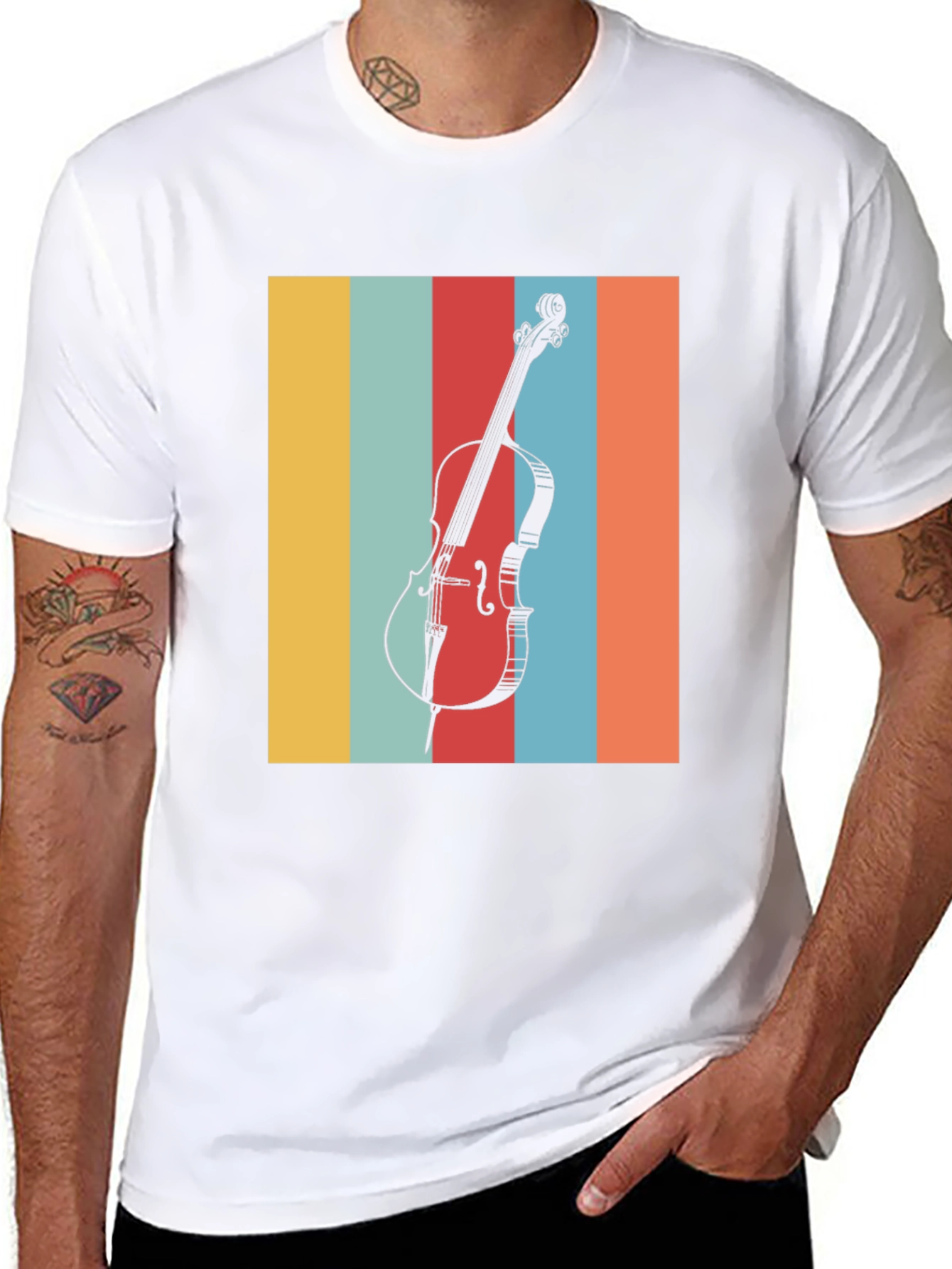 Black Retro Cello Graphic Tee - Music Lover's T-Shirt view 8