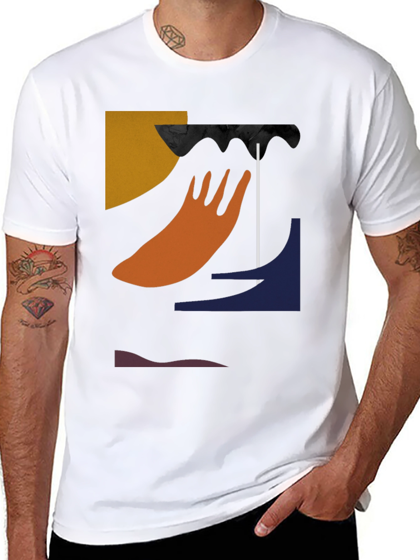 Black Abstract Graphic Black T-Shirt view 8