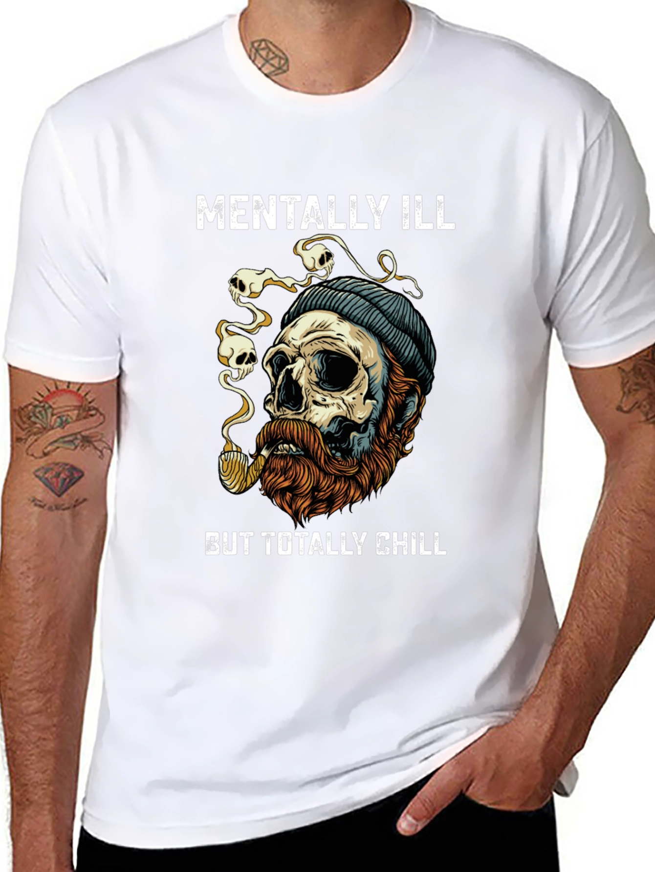 Black Mentally Ill But Totally Chill Graphic T-Shirt view 8