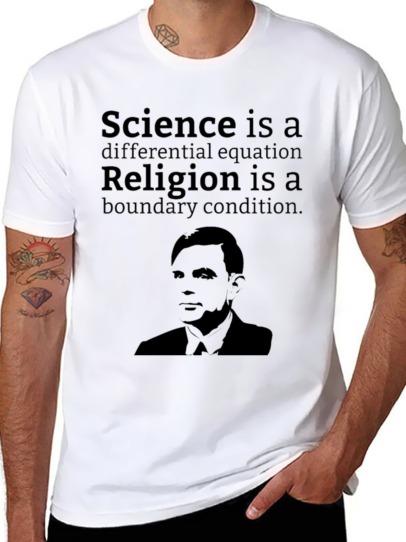 Black Science vs Religion T-Shirt, Alan Turing Graphic Tee view 8