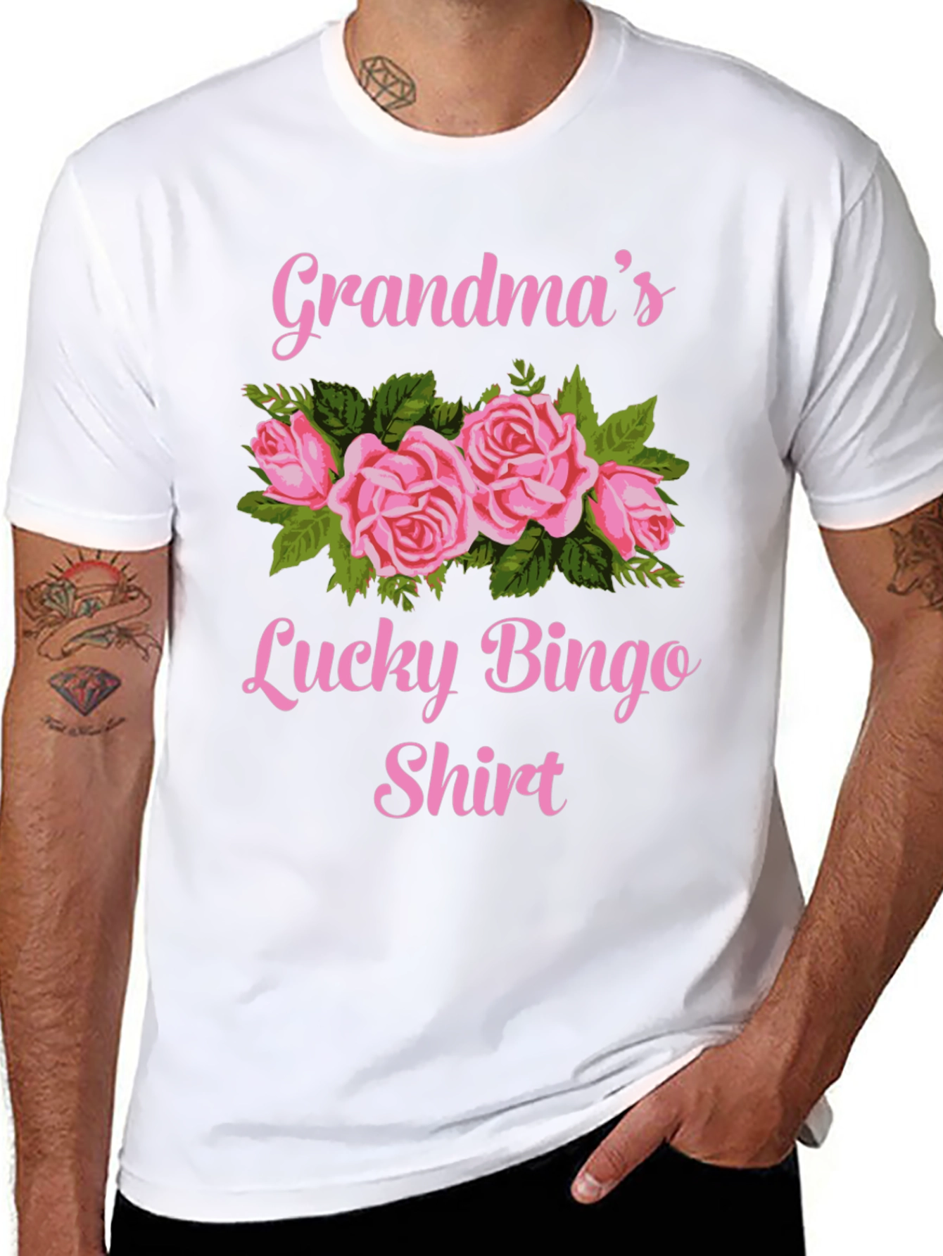 Grandma's Lucky Bingo Shirt - Floral Graphic Tee - 8