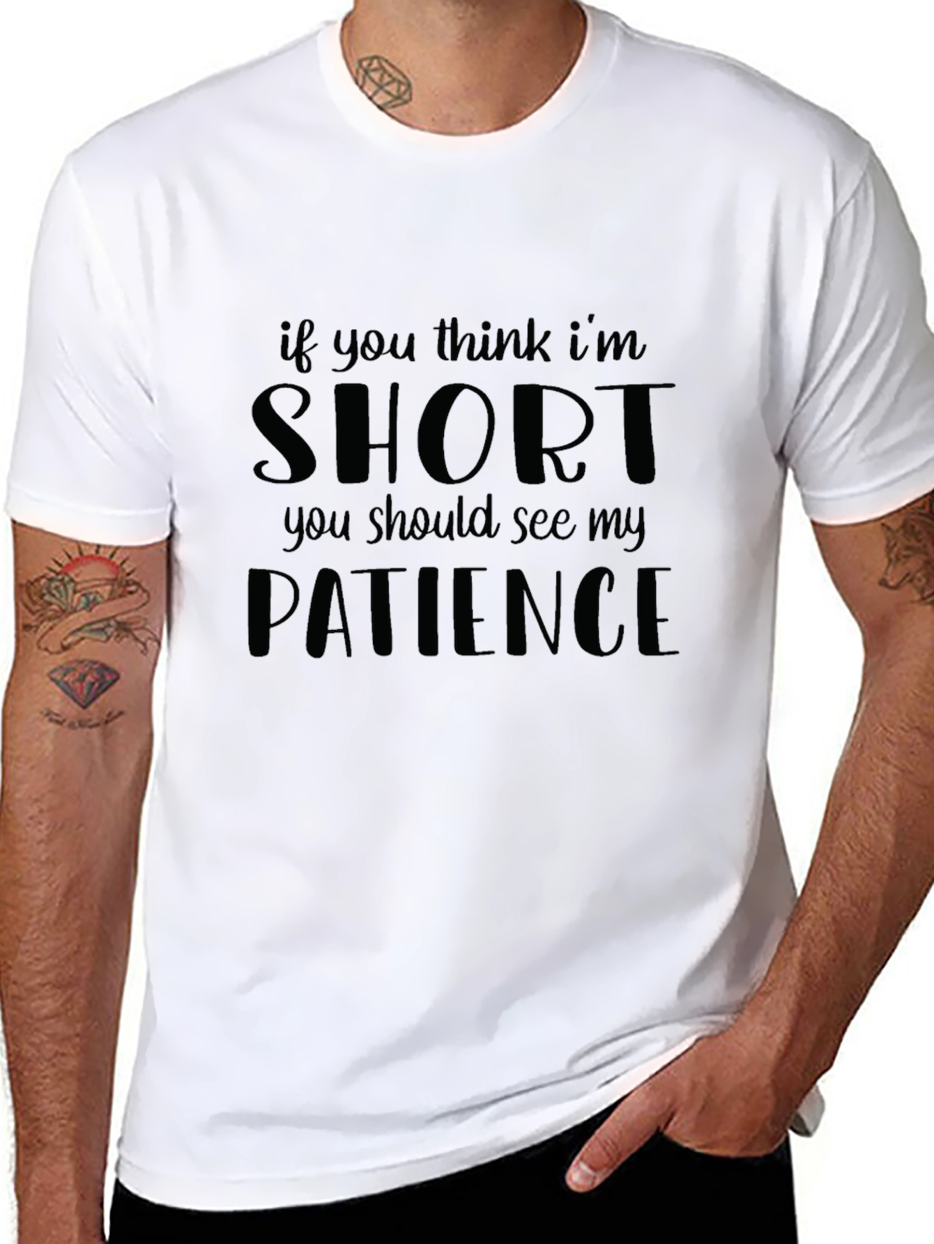 Black Funny Short Patience T-Shirt view 8