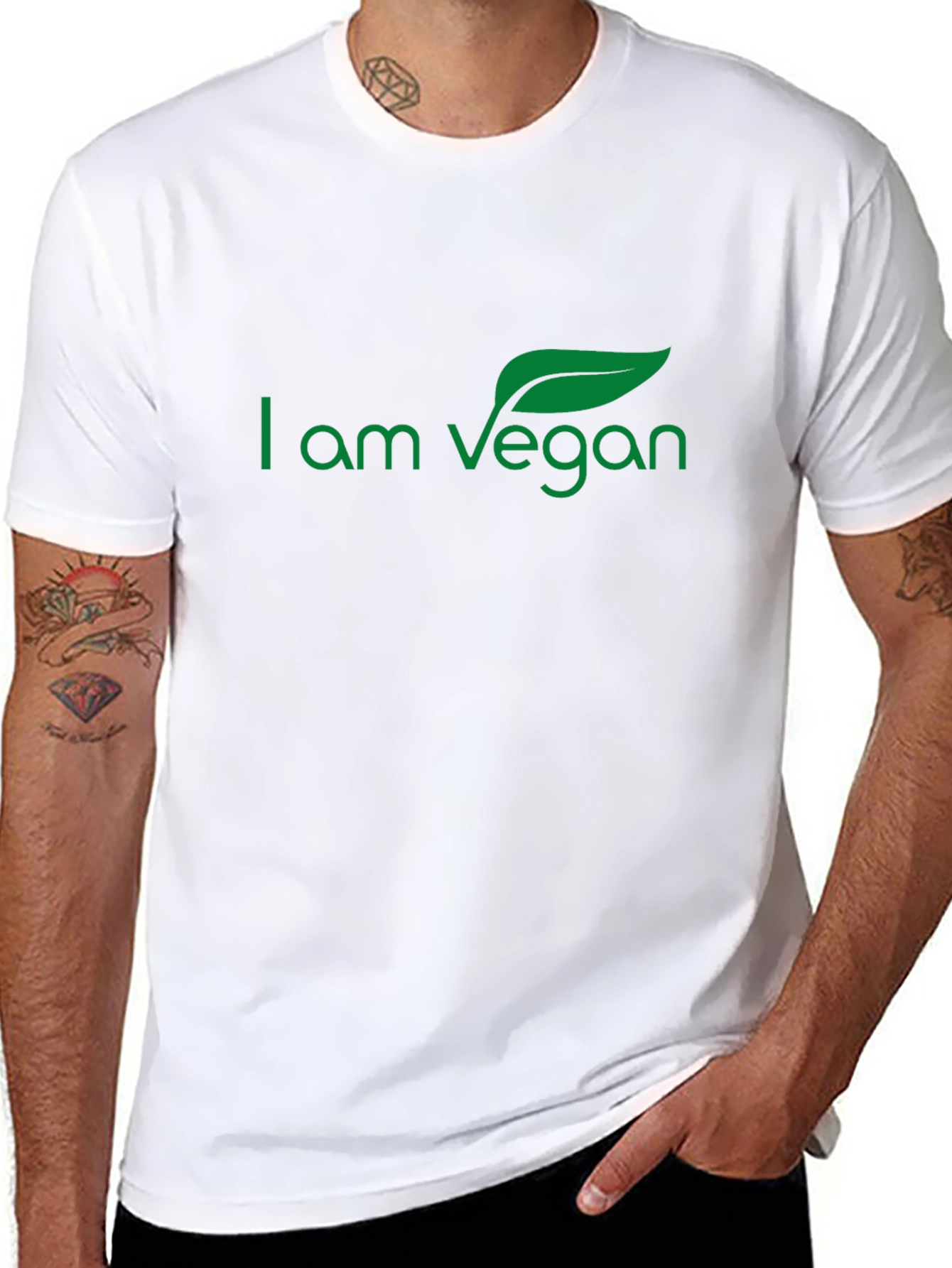 Black I Am Vegan Graphic Tee - Soft Cotton view 8