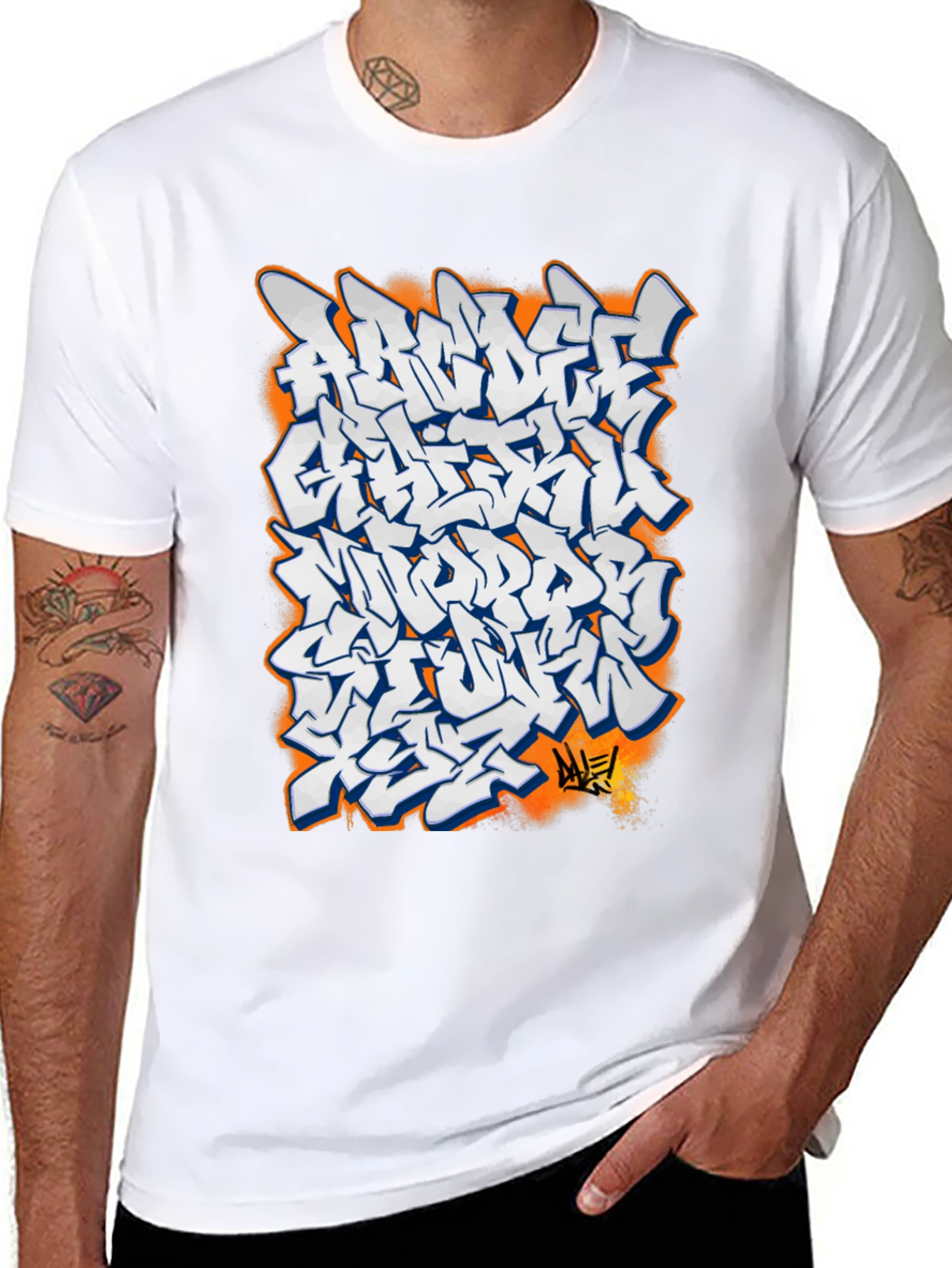 Black Urban Graffiti Graphic Tee - Cool Streetwear T-Shirt view 8