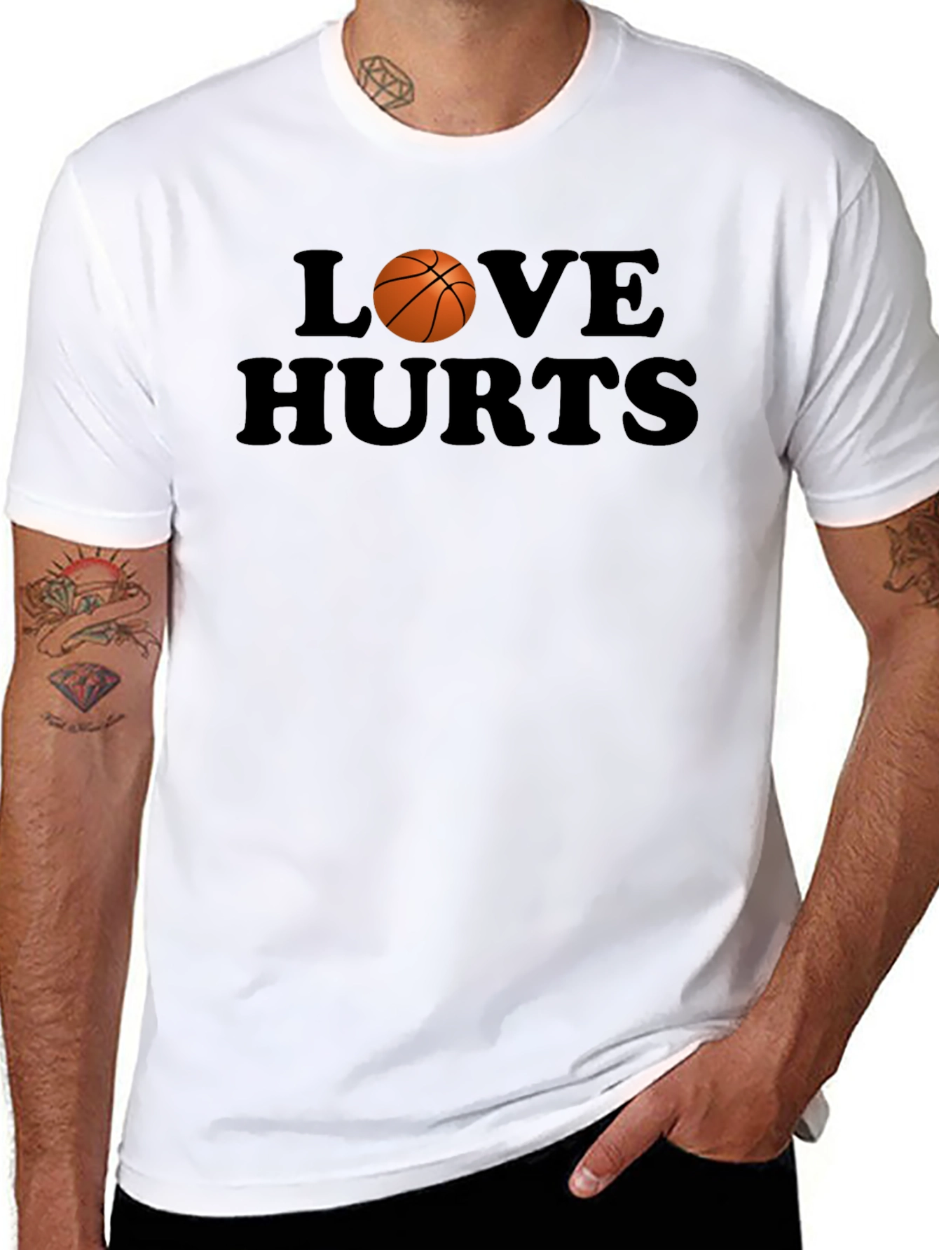 Black Love Hurts Basketball Graphic T-Shirt view 8