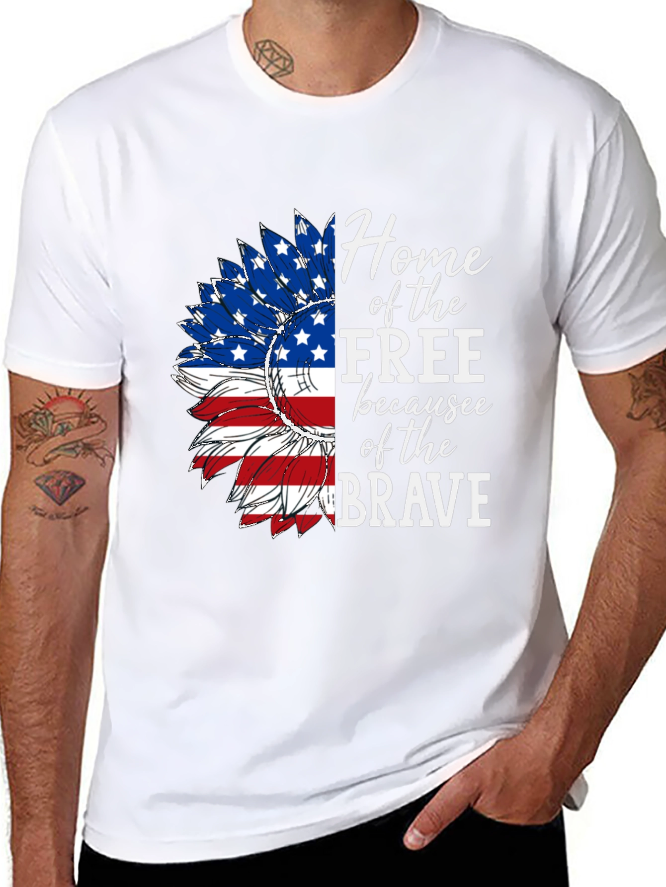 Black Patriotic Sunflower Graphic Tee - Home of the Free view 8