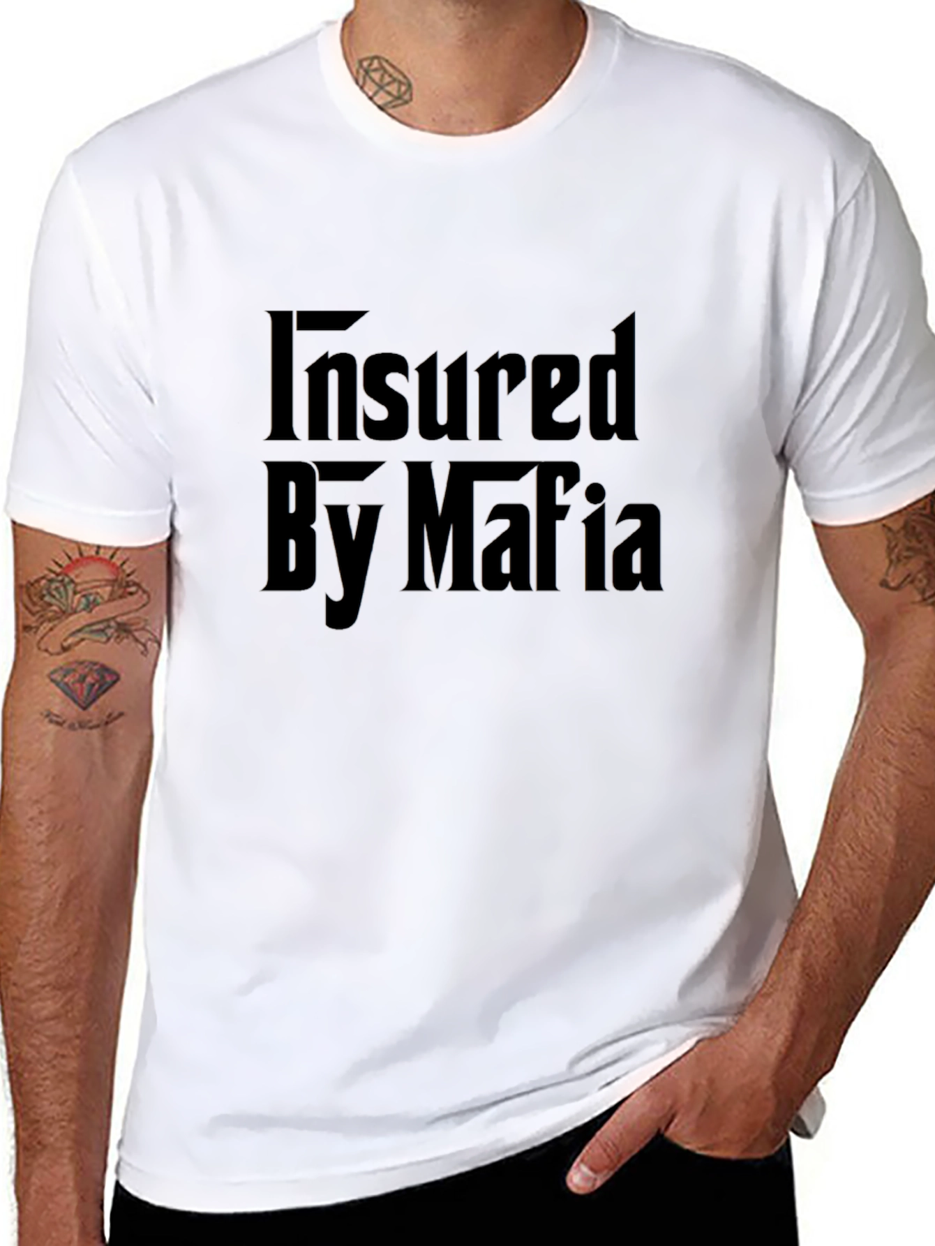 Black Insured By Mafia Graphic T-Shirt - Black view 8