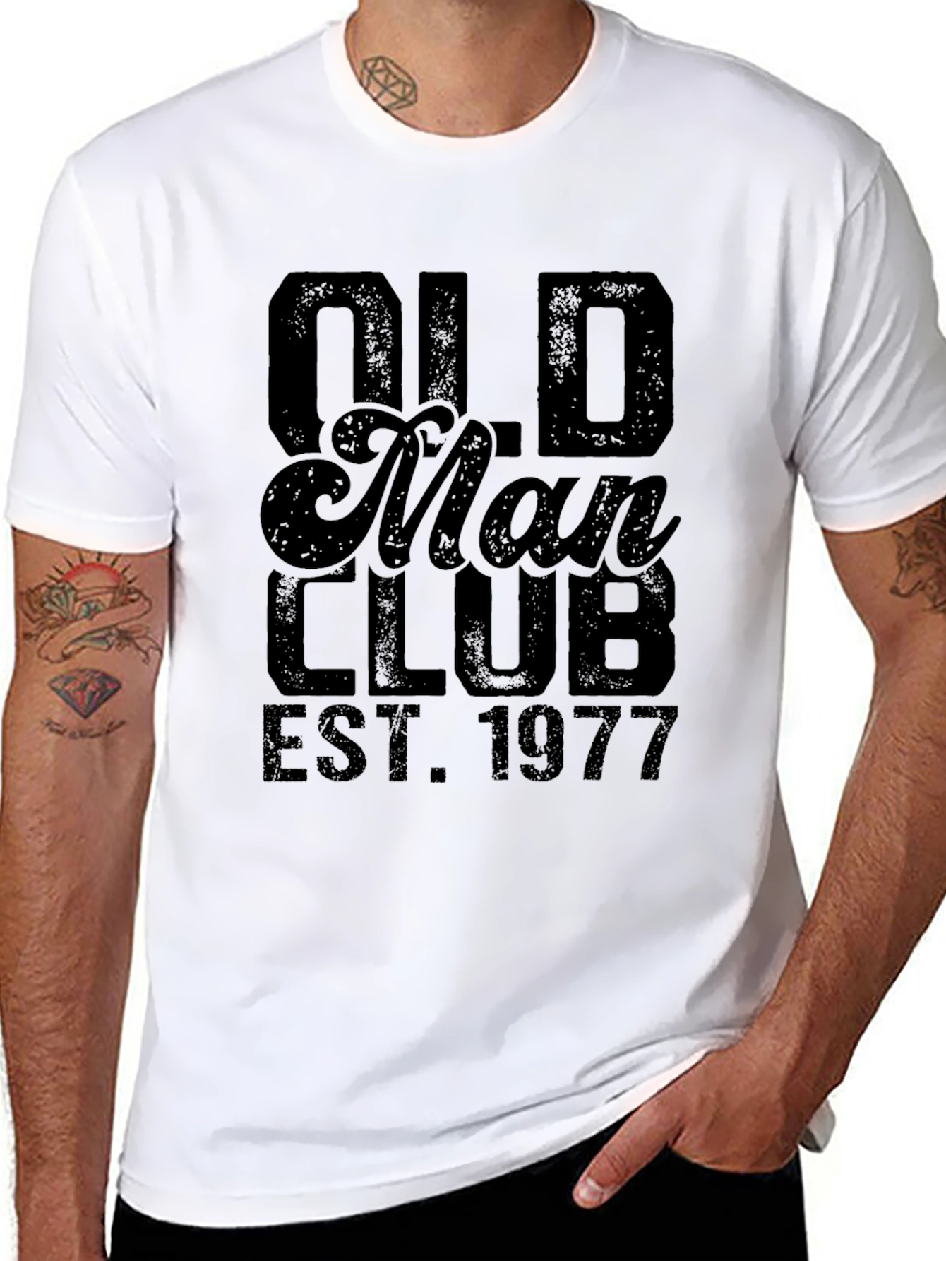Black Old Man Club EST 1977 Black T-Shirt view 8