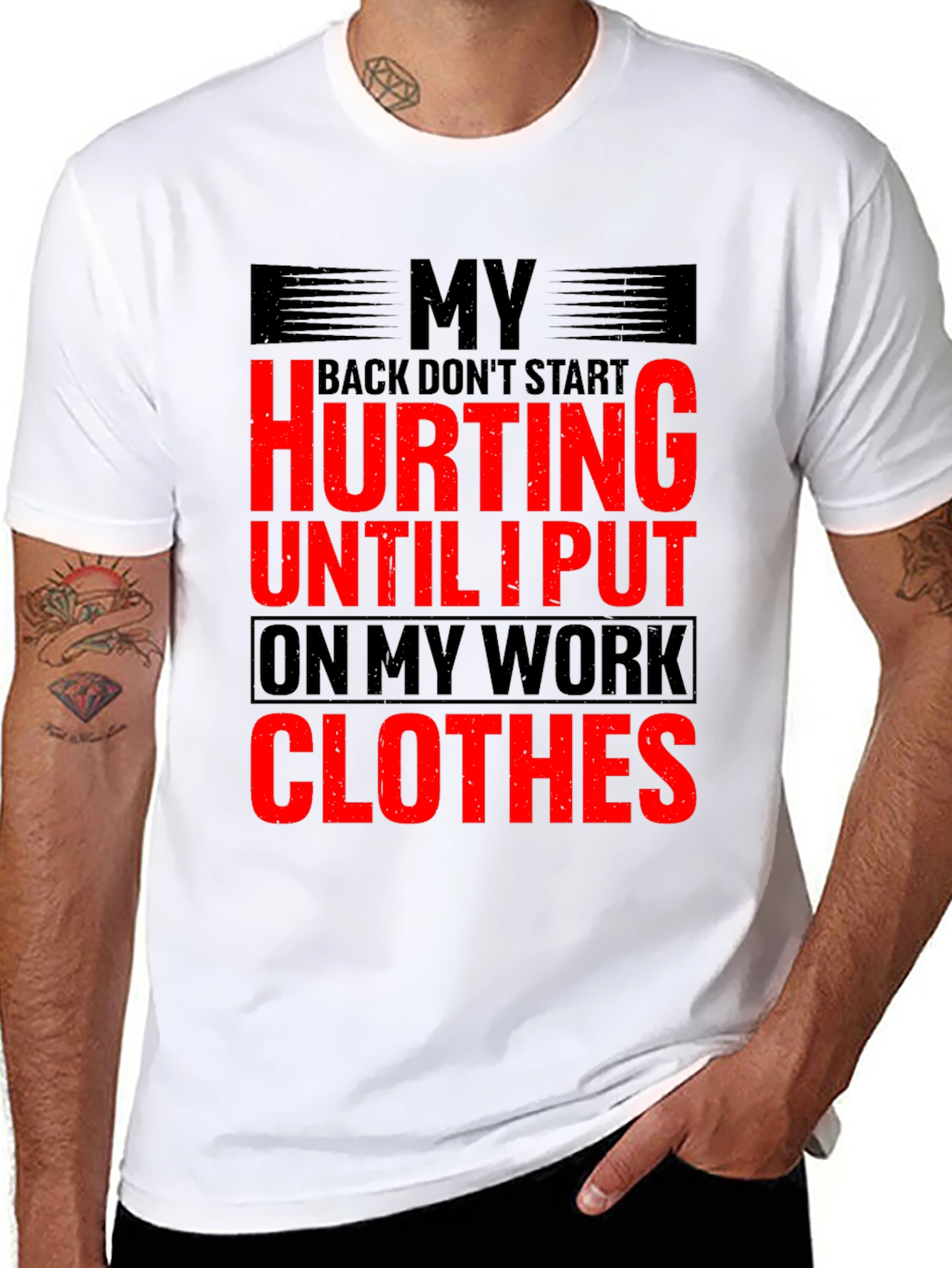 Black Funny Work Clothes Back Pain T-Shirt view 8