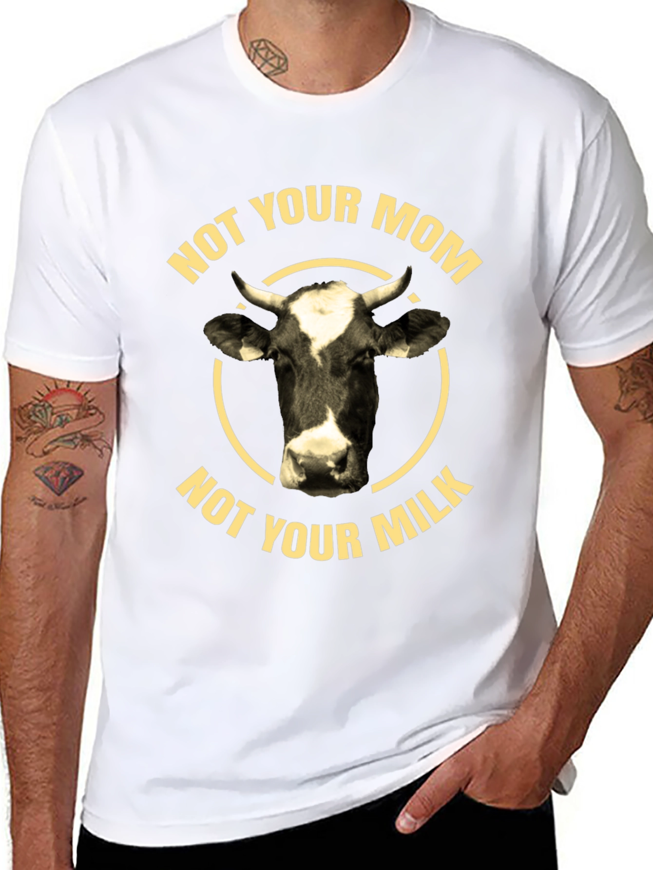 Black Not Your Mom, Not Your Milk T-Shirt - Vegan Cow Design view 8