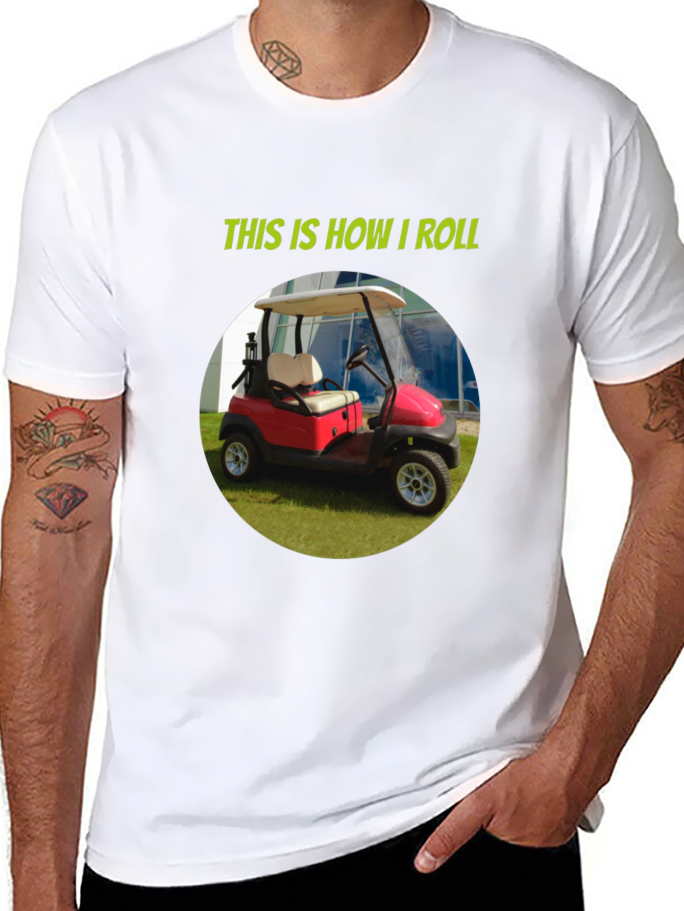 Black This is How I Roll Golf Cart T-Shirt view 8
